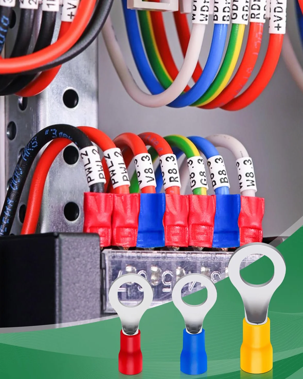 Bolatus Końcówki kablowe 0,5-1,5 mm², średnica otworu M6, częściowo izolowane, PCW, oczka do kabli z czerwonej miedzi, ocynkowane, 20 szt. (czerwone)