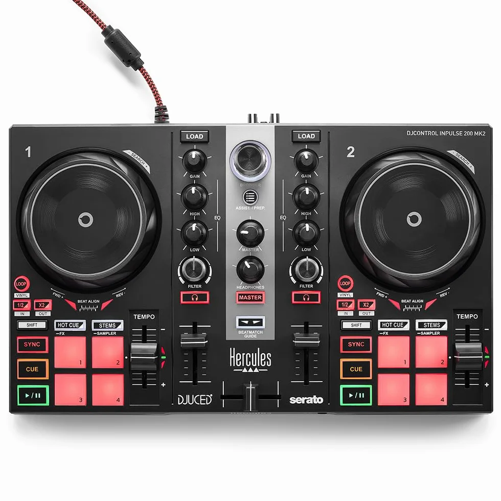 Hercules DJControl Inpulse 200 MK2 – idealny kontroler DJ do nauki miksowania – oprogramowanie i samouczki w zestawie.