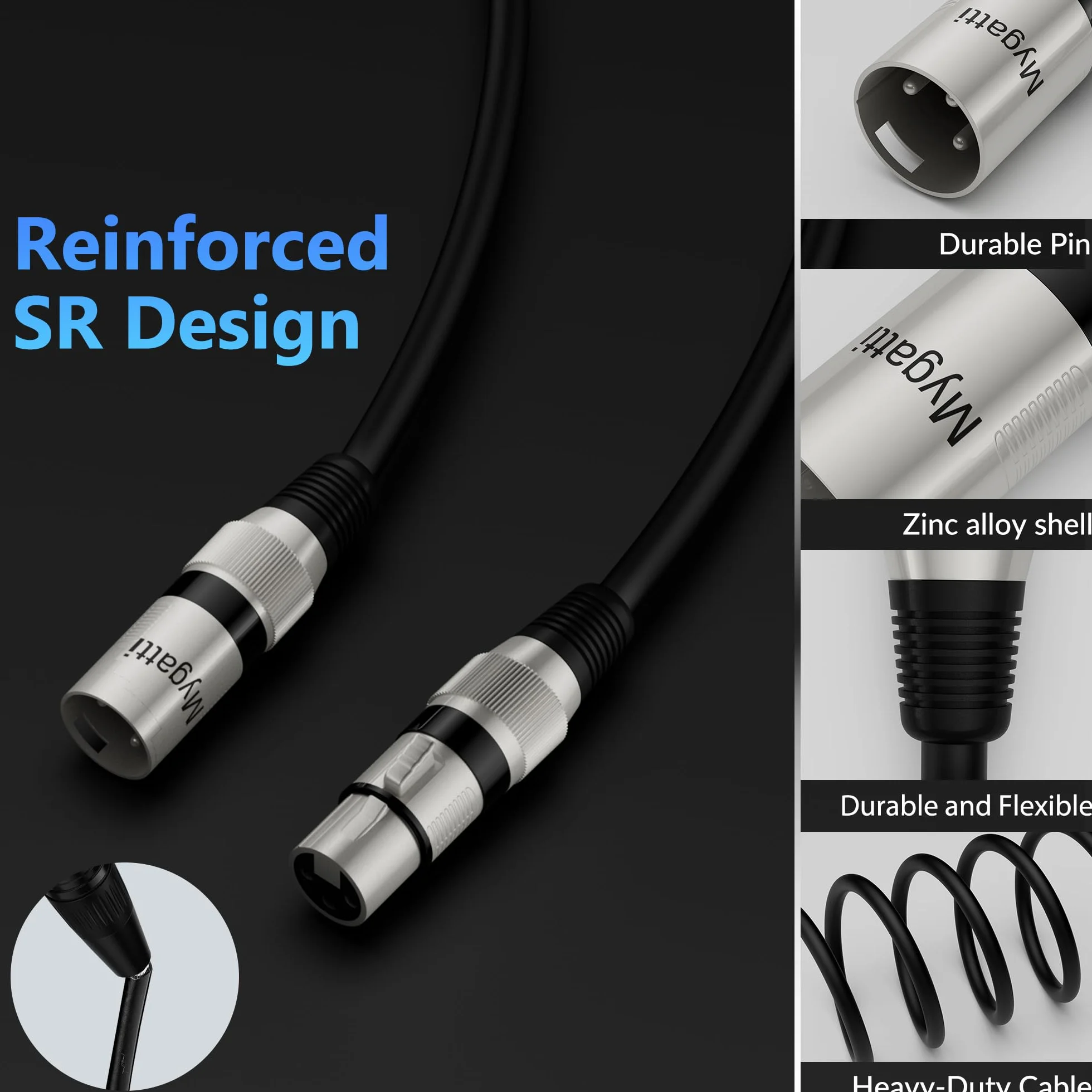 Kabel XLR, kabel mikrofonowy, 40 m (czarny), wtyczka na gniazdo, 3-biegunowy ekranowany, wyważony kabel krosowy, z redukcją EMI i RFI, kompatybilny ze wzmacniaczem, głośnikami + 10 opaskami