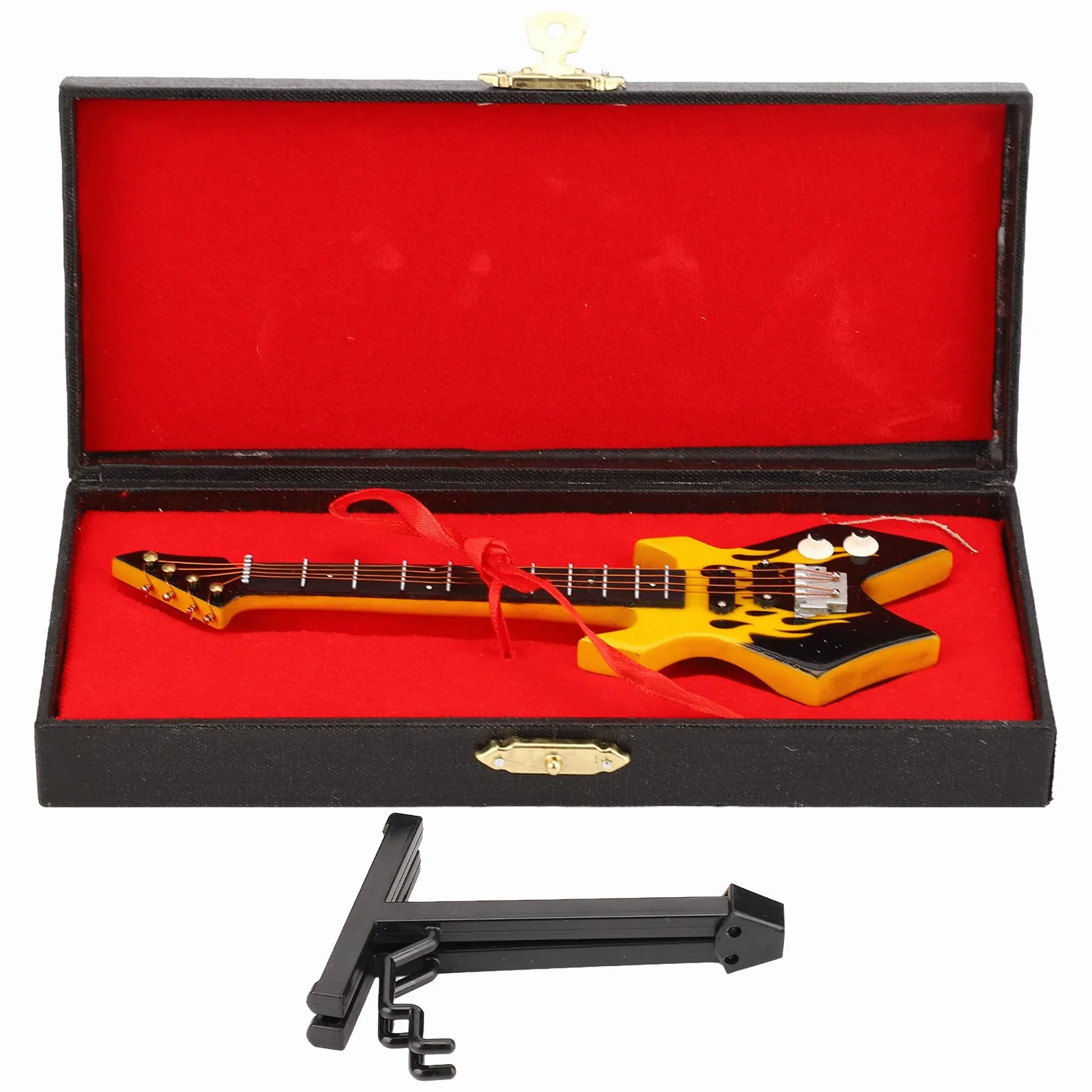 Mini Bas, Symulacja Klasyczna Kolekcja Instrumentów Dekoracyjnych Miniaturowy Model Gitary do Sypialni Studyjnej(Żółty)
