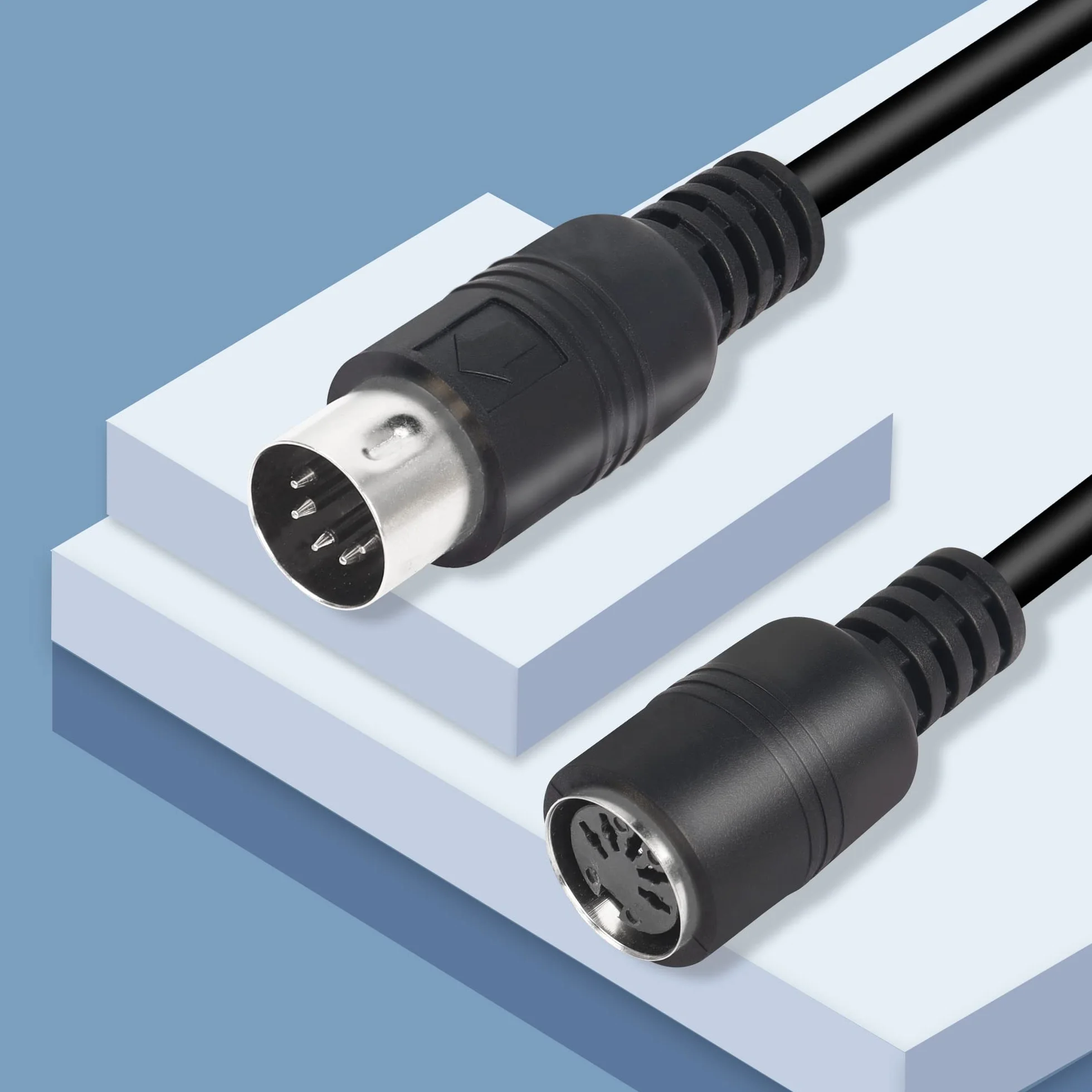 Kabel przedłużający MIDI DIN 5-pinowy męski na żeński kabel audio do syntezatora klawiatury MIDI, organów, fortepianu elektrycznego, gitary MIDI (50 cm)