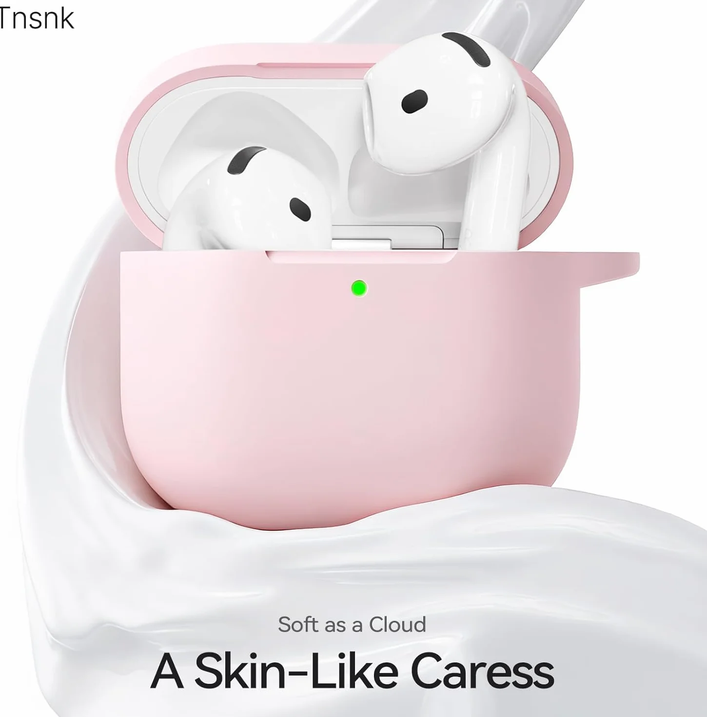 Etui do AirPods 4, różowe, z zestawem do czyszczenia 3 w 1 i brelokiem, miękki silikon 360°, pełna ochrona, etui na iPoda 4, urocze, kompatybilne z Apple Airpods 4. generacji 2024, dla kobiet