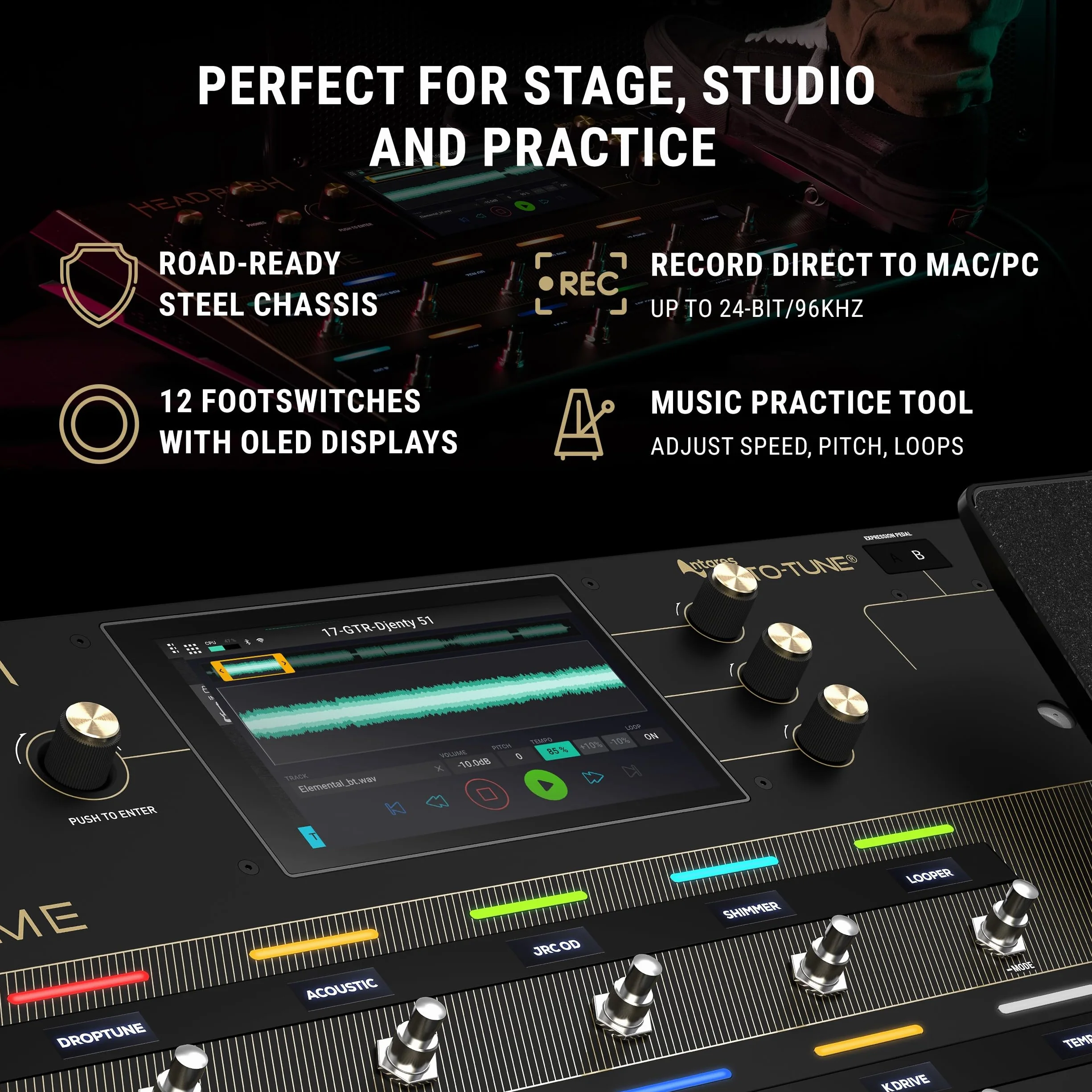 HeadRush Prime – Multiefekt do gitary i wokali z procesorem modelującym, Amp Clonerem, Antares Auto-Tune, WiFi, ekranem dotykowym, Looperem, Bluetooth