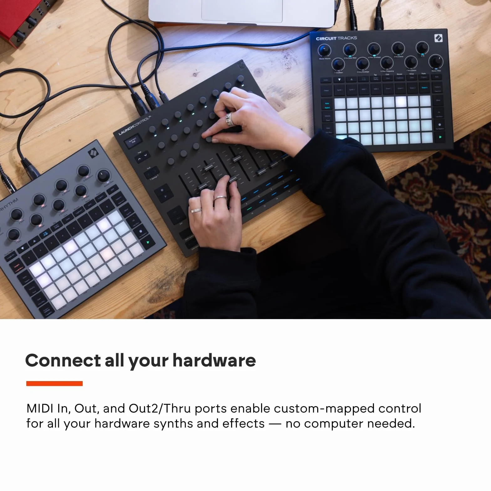 Novation Launch Control XL 3 – zasilany przez USB kontroler i mikser MIDI do integracji z DAW i sprzętem z 8 tłumikami, 24 koderami, 5-pinowymi złączami MIDI i oprogramowaniem muzycznym