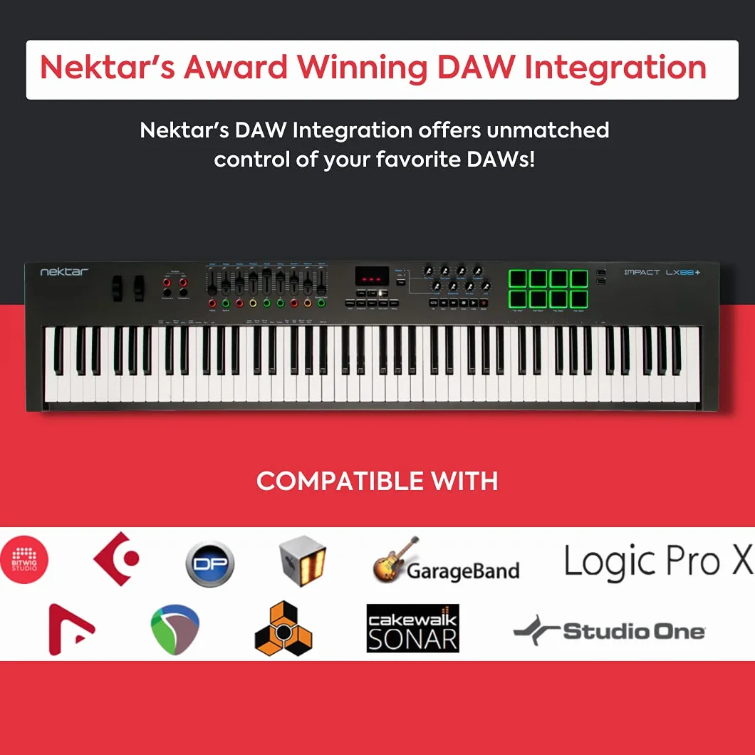 Nektar Impact LX88 + USB MIDI Keyboard Controller with Nektar DAW Integration