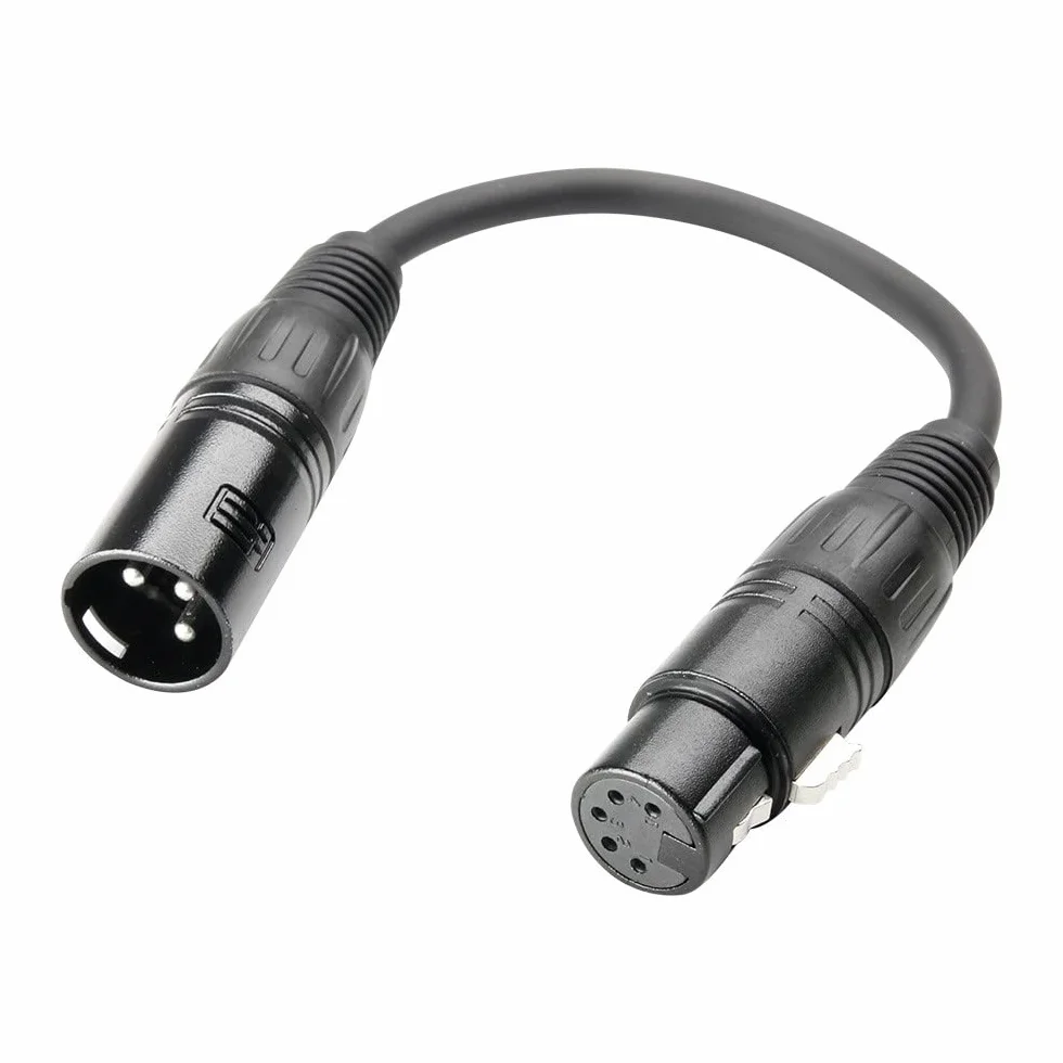 DMX adapter XLR żeński 5 biegunów na XLR męski 3 bieguny 0,2 m