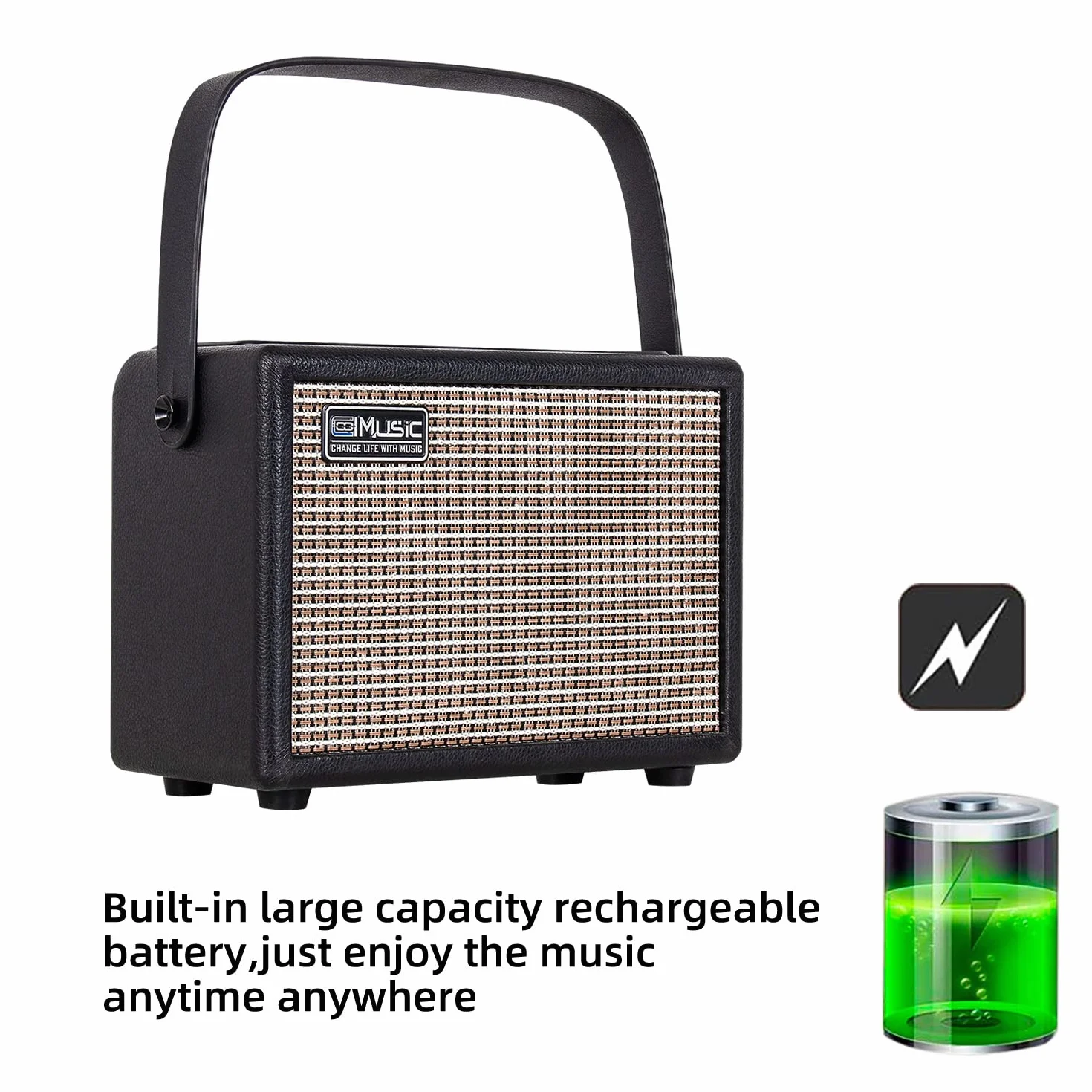 Coolmusic 15G wzmacniacz gitarowy, przenośny wzmacniacz gitarowy Bluetooth, 2-funkcyjny wzmacniacz gitarowy, odpowiedni do gitary elektrycznej i akustycznej, zawiera przyciski