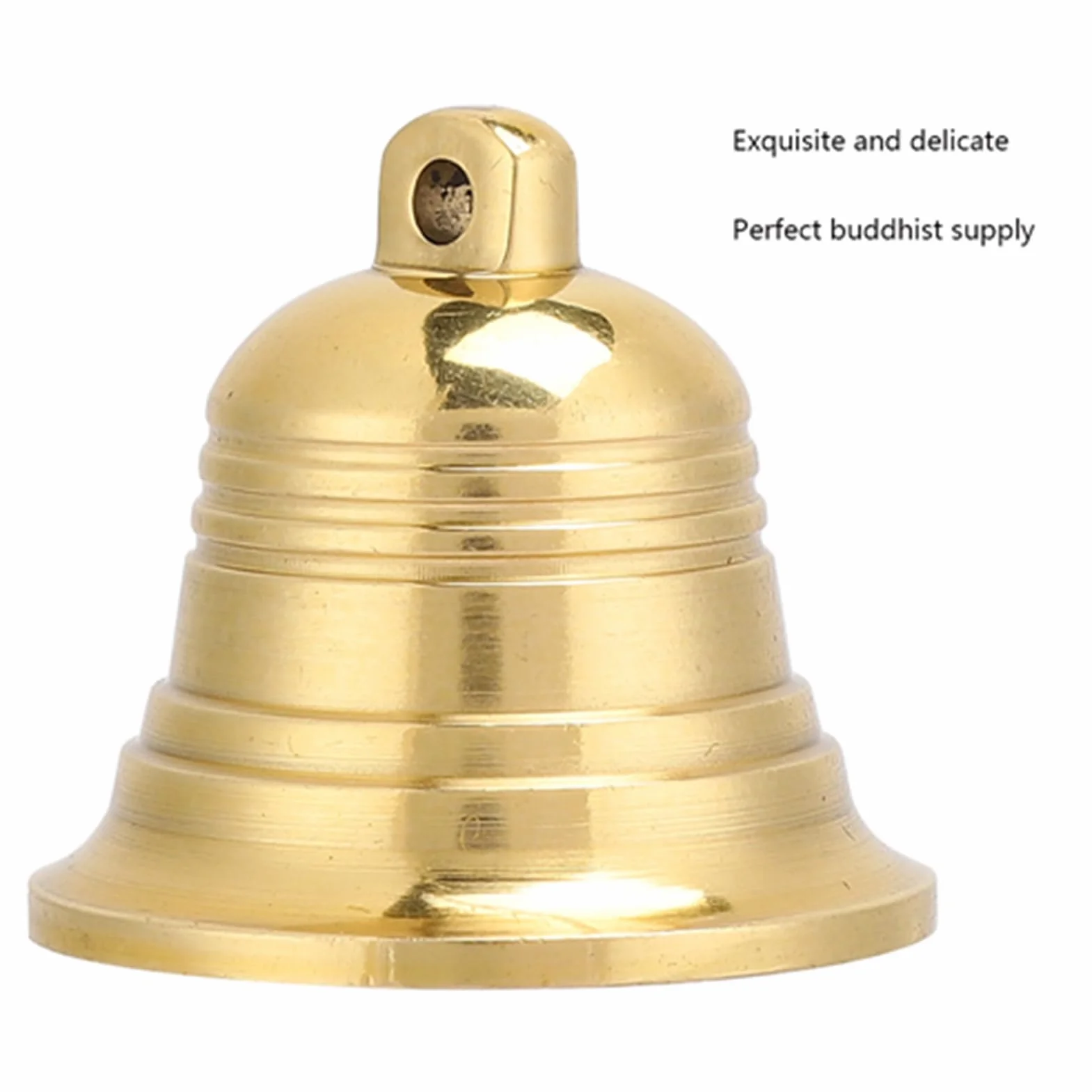 Zerodis Buddyjski dzwonek ręczny, mosiężne dzwonki, 3.9 cm, feng shui, taoistyczny, medytacja, czysty dźwięk, dzwonek wiatrowy, dekoracja domu, Złoty, Retro