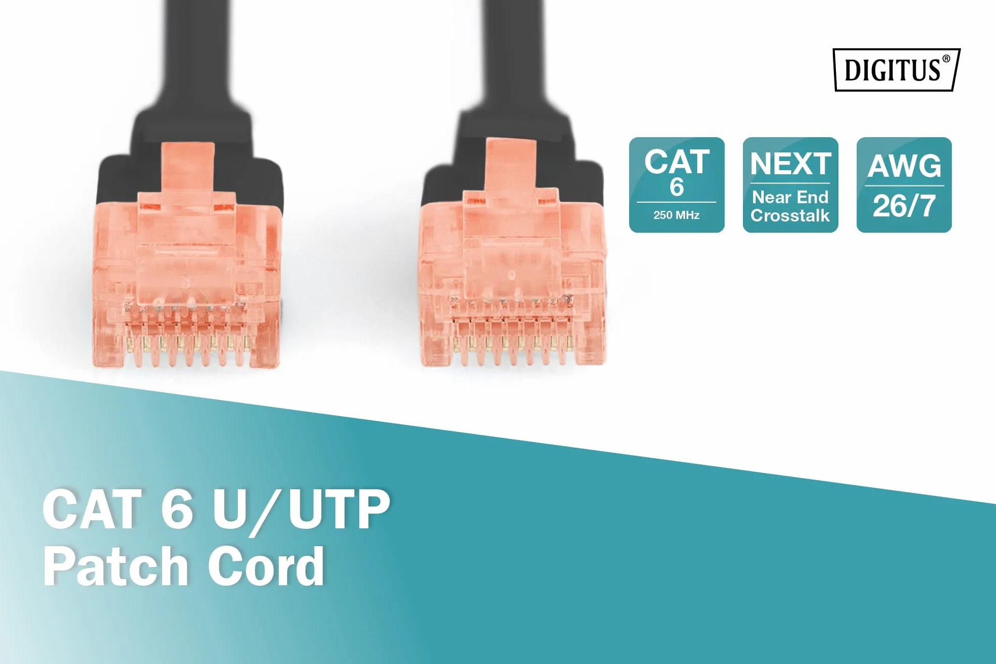 DIGITUS Kabel LAN Cat 6 – 1 m – U/UTP nieekranowany – 1 Gbit/s – 250 MHz – kabel sieciowy CCA z wtykiem RJ45 – powłoka PVC – AWG 26/7 – kompatybilny z Cat6A i Cat5e – czarny