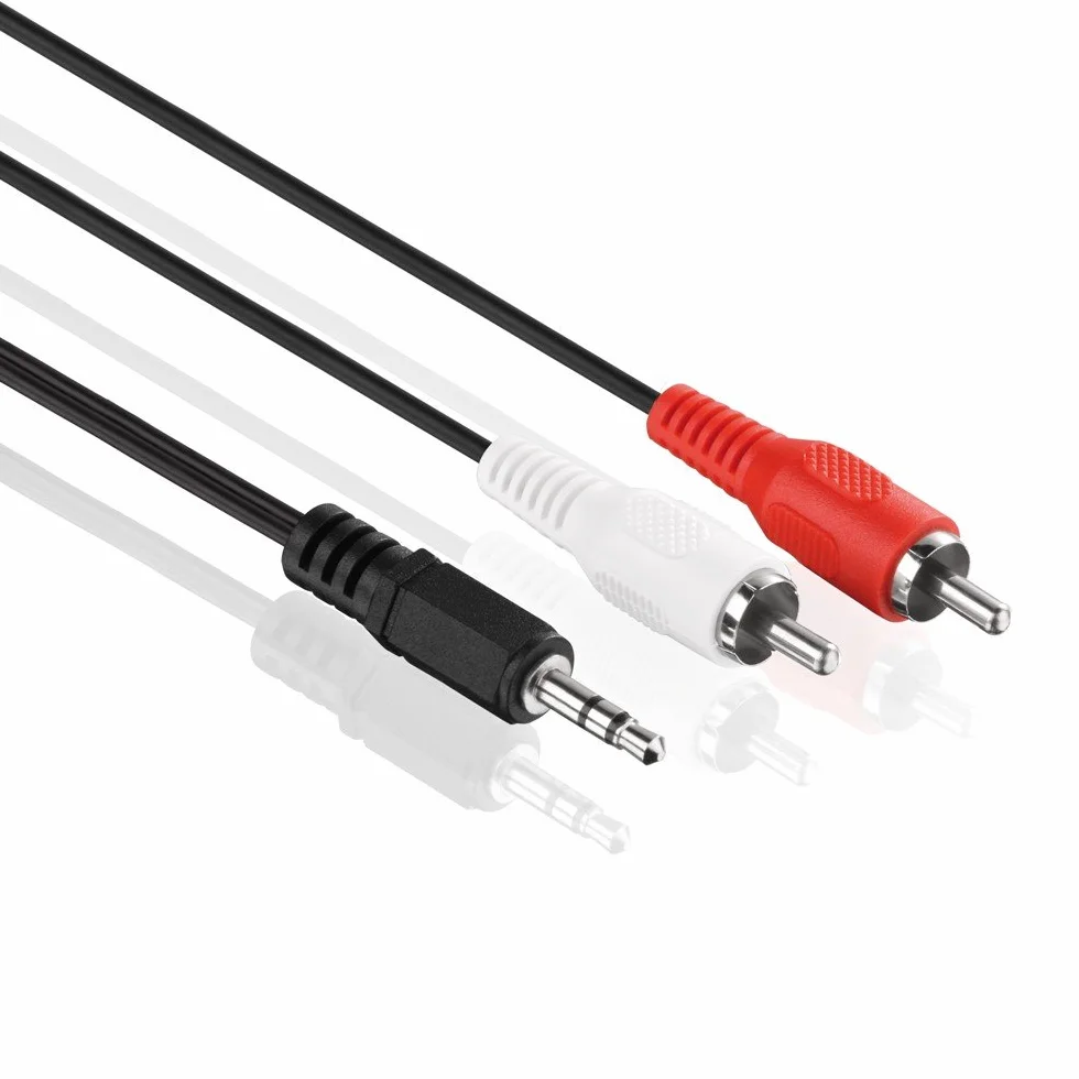 HDSupply LP-AC030-025 Audio Stereo przedłużacz 2 x wtyczka cinch na wtyczkę 3,5 mm 2,50 m, czarny
