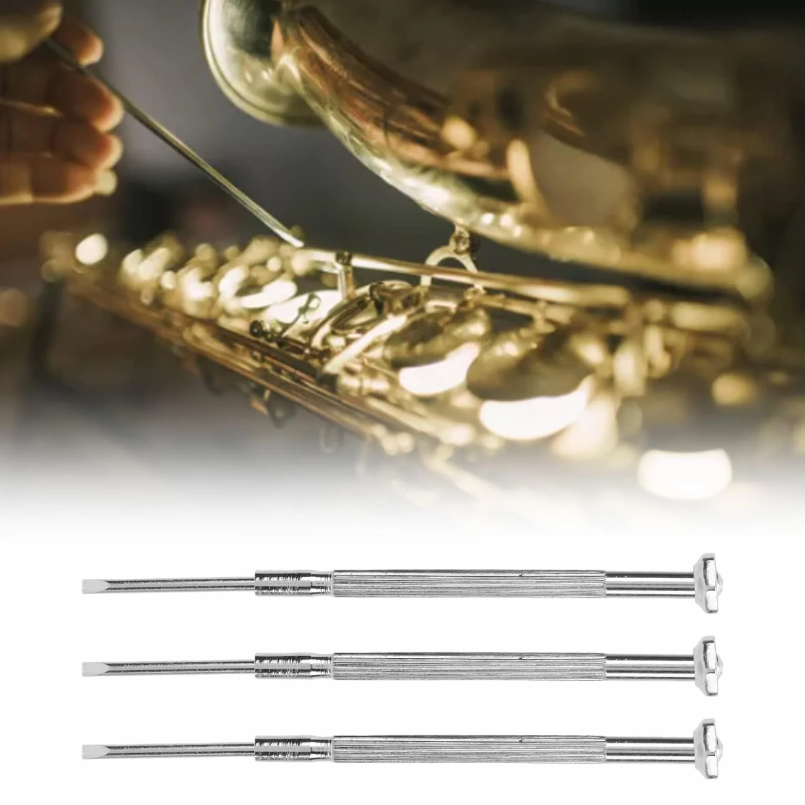 3 sztuka Instrument dęty śrubokręt naprawa zestaw narzędzi do konserwacji srebrny na saksofon klarnet obój flet Piccolo