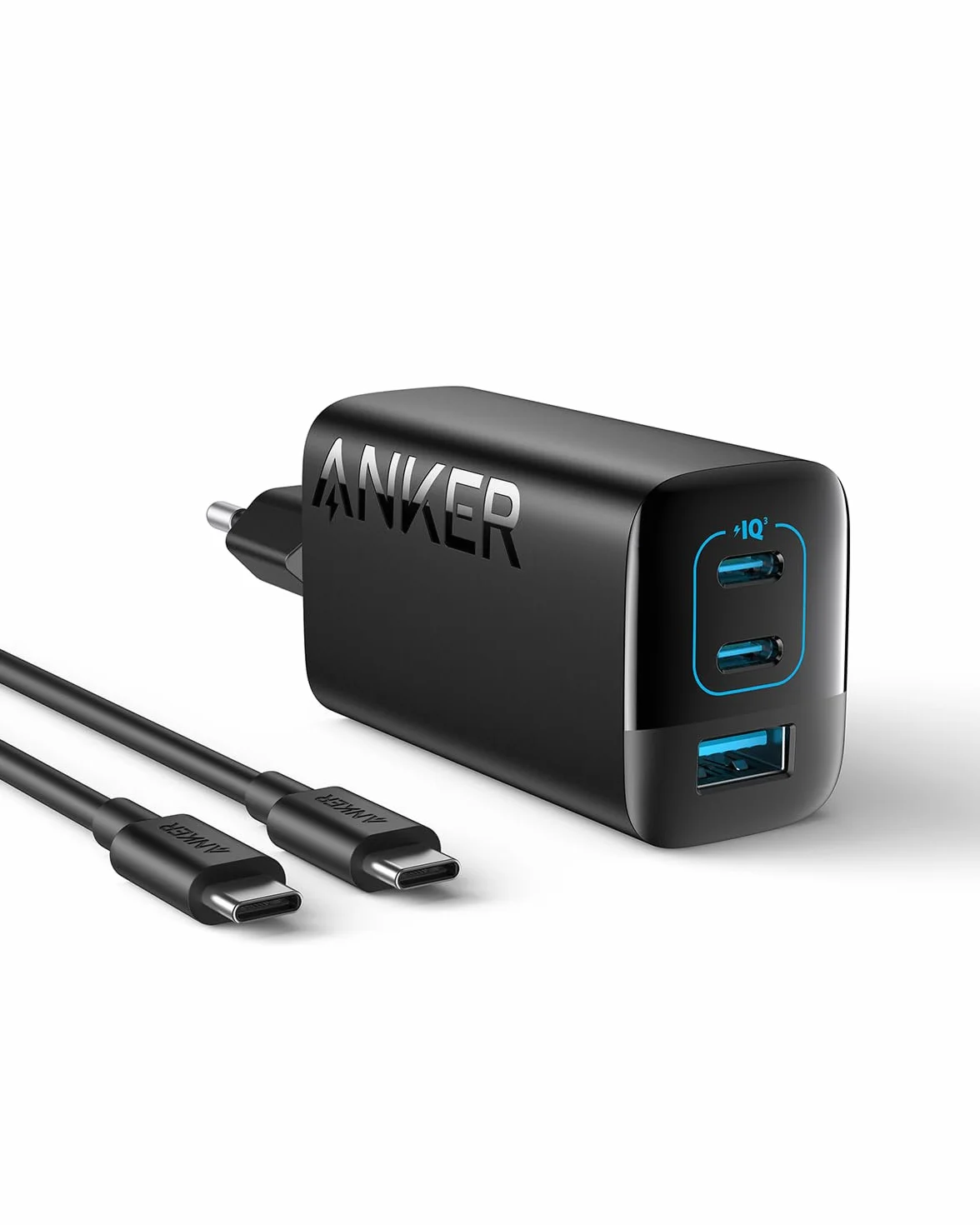Ładowarka USB-C 67 W, Anker 335 wysokowydajny zasilacz z PIQ 3.0, 3-portowa szybka ładowarka, ładowarka PD do iPhone 16/15/14, MacBook Pro, iPad, Galaxy (kabel USB-C na USB-C w zestawie)