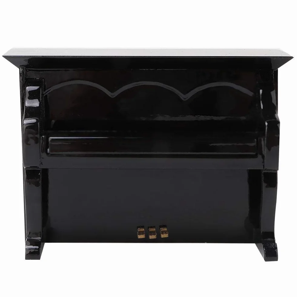 Mini pianino miniaturowe drewno pianino model z małym taboretem instrument muzyczny model muzyczny dekoracja domu ornamenty