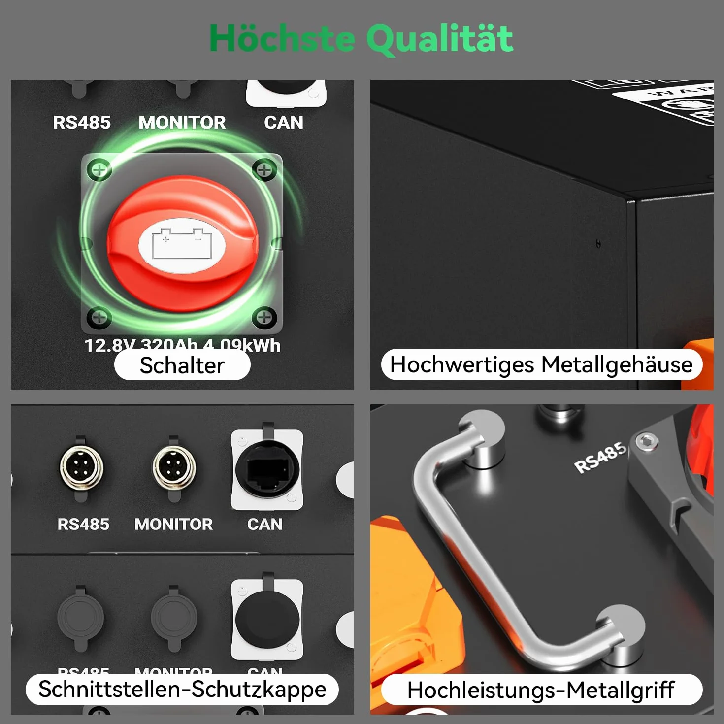 Akumulator LiFePO4 12 V, 320 Ah, certyfikat ECE R10 z wbudowanym BMS 250 A, ochrona przed niską temperaturą, 12000 cykli i 10-letnia żywotność, do przyczep kempingowych, instalacji solarnych