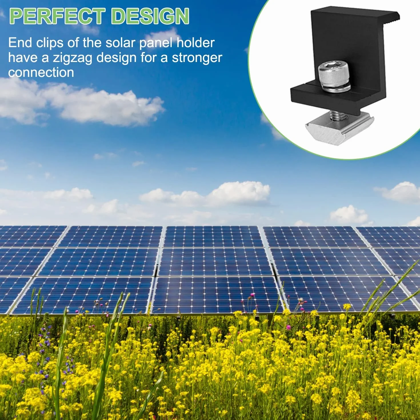 20 sztuk solarnych zacisków końcowych, wspornik modułu solarnego, mocowanie modułu solarnego 30 mm, mocowanie do elektrowni balkonowej, z nakrętkami i śrubami, do montażu modułu solarnego, na kemping,