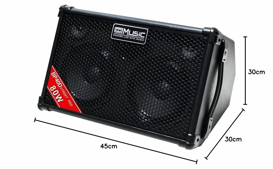 Coolmusic BP40D Wzmacniacz do gitary elektrycznej 80 W, Bluetooth, możliwość ładowania, efekt opóźnienia pogłosu, 6 wejść, 3-pasmowy korektor
