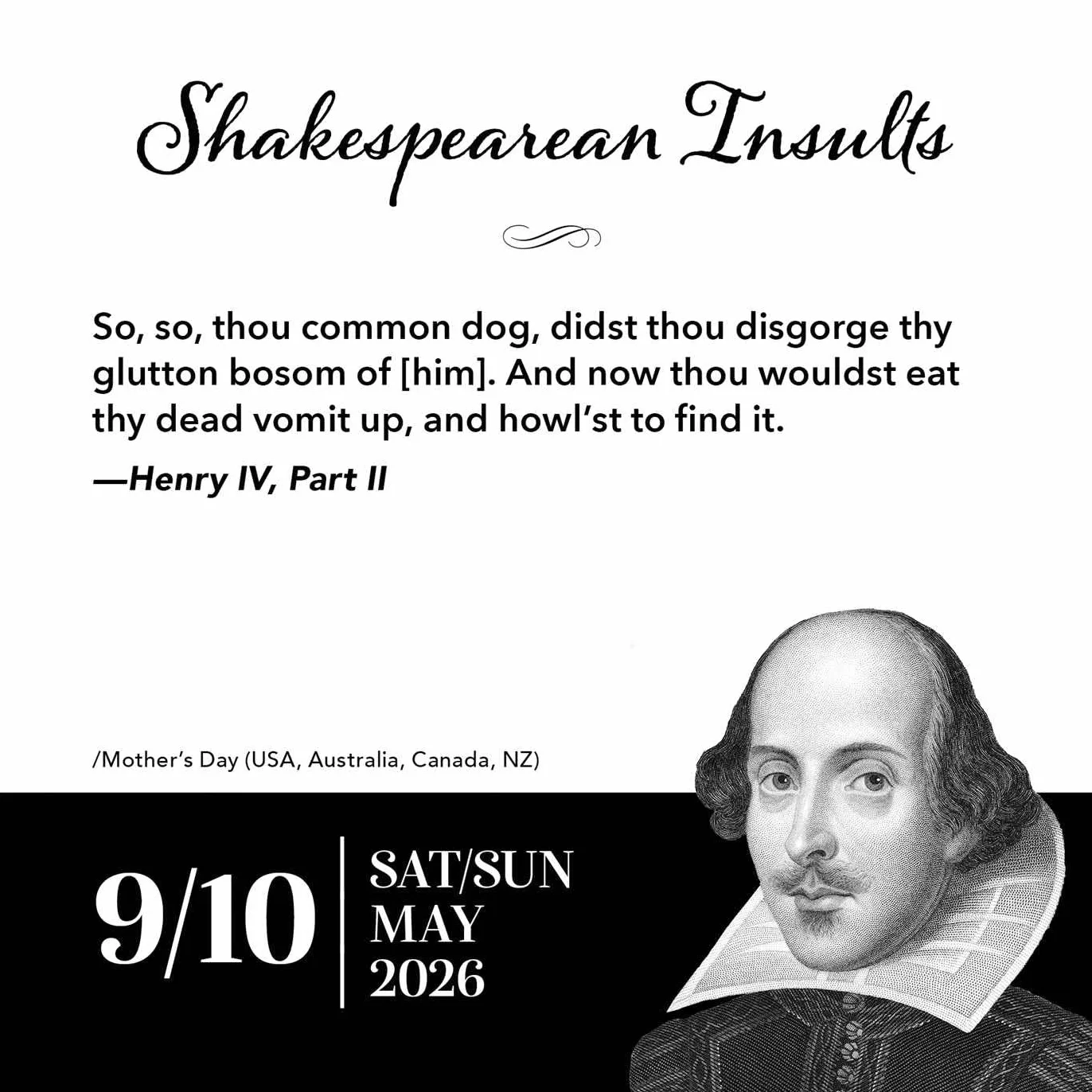 Shakespearean Insults 2026 Day-to-Day Calendar