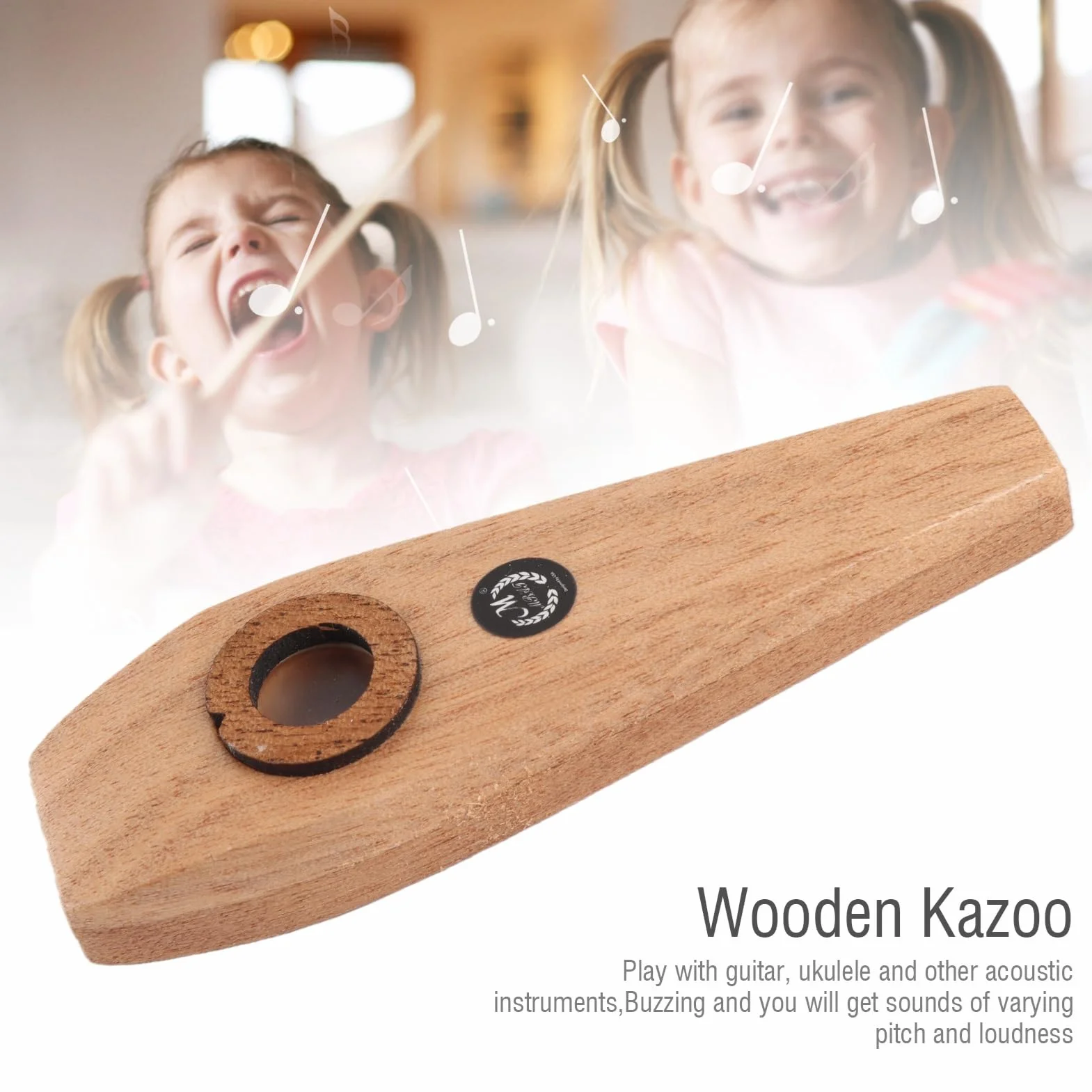 Drewniane Kazoo z 2 Fletami Membranowymi Instrument Muzyczny dla Początkujących