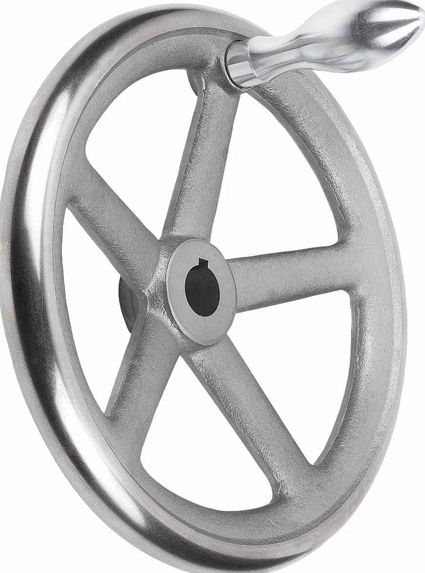 KIPP – elementy sterujące | elementy znormalizowane K0671.3200X18 koło ręczne z rowkiem żeliwo szare, komp: stal, D2=18, D1=200, 200mm 18mm
