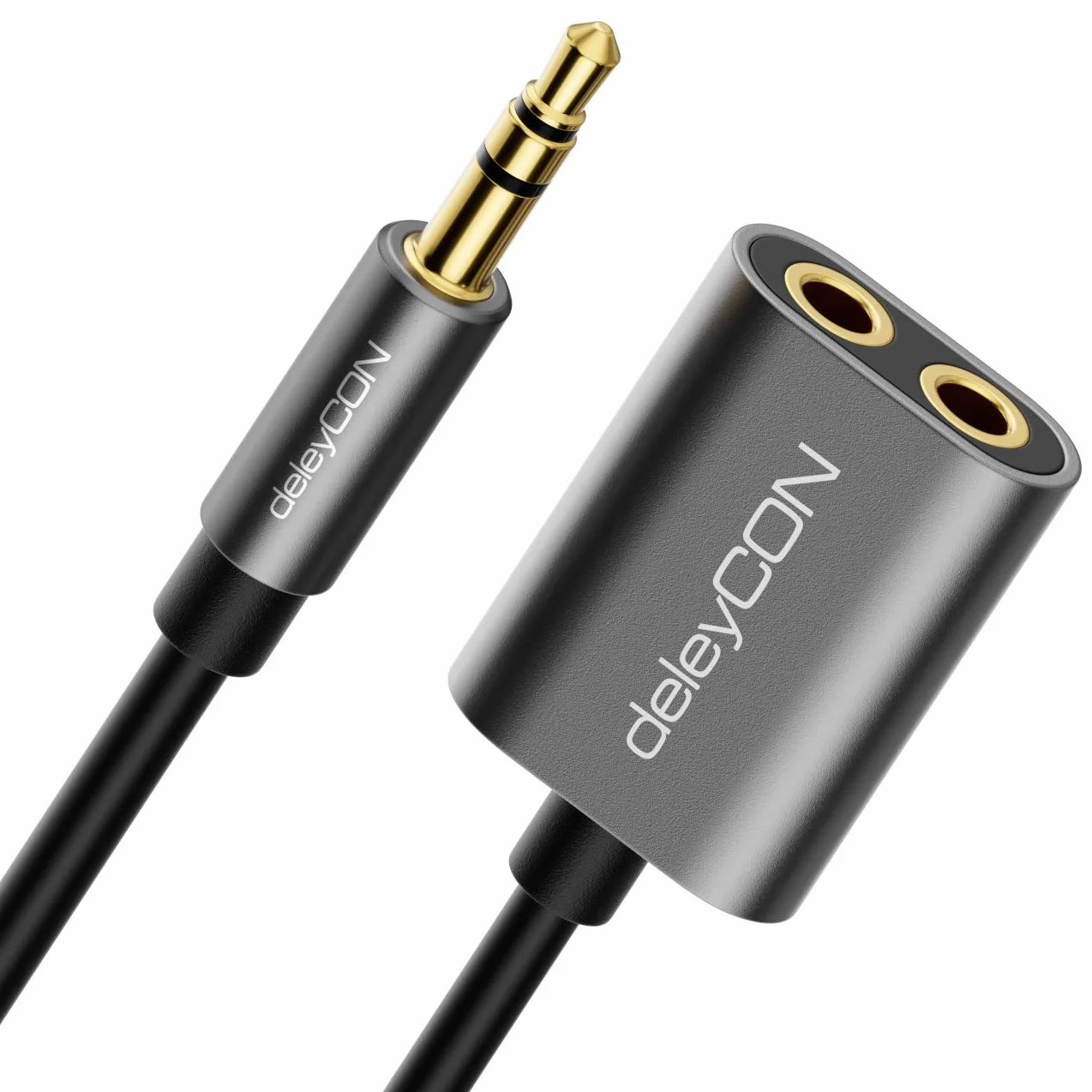 deleyCON 1x 3,5mm jack splitter audio stereo AUX adapter kabel kabel jack kabel audio metalowa wtyczka telefon komórkowy smartfon tablet słuchawki odbiornik HiFi