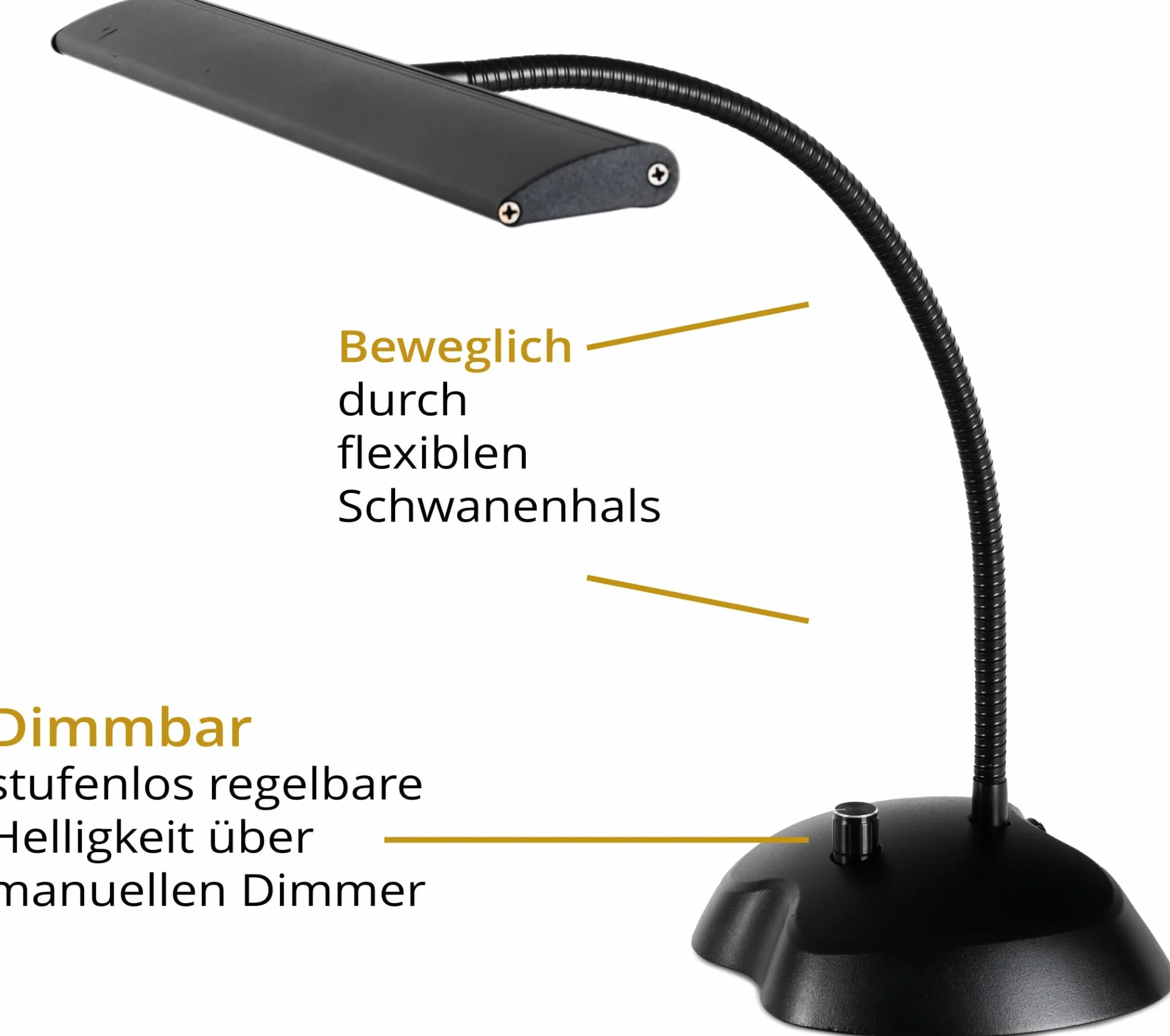 Classic Cantabile lampa fortepianowa LED 36 diod 38 cm USB czarna