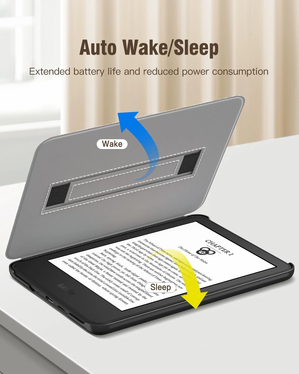 MoKo Case for 6" All-New Kindle (11th Generation-2024/2022 Release), Lightweight Shell Cover with Hand Strap Auto Wake/Sleep for Kindle 11th Generation 2024 e-Reader, Flowers