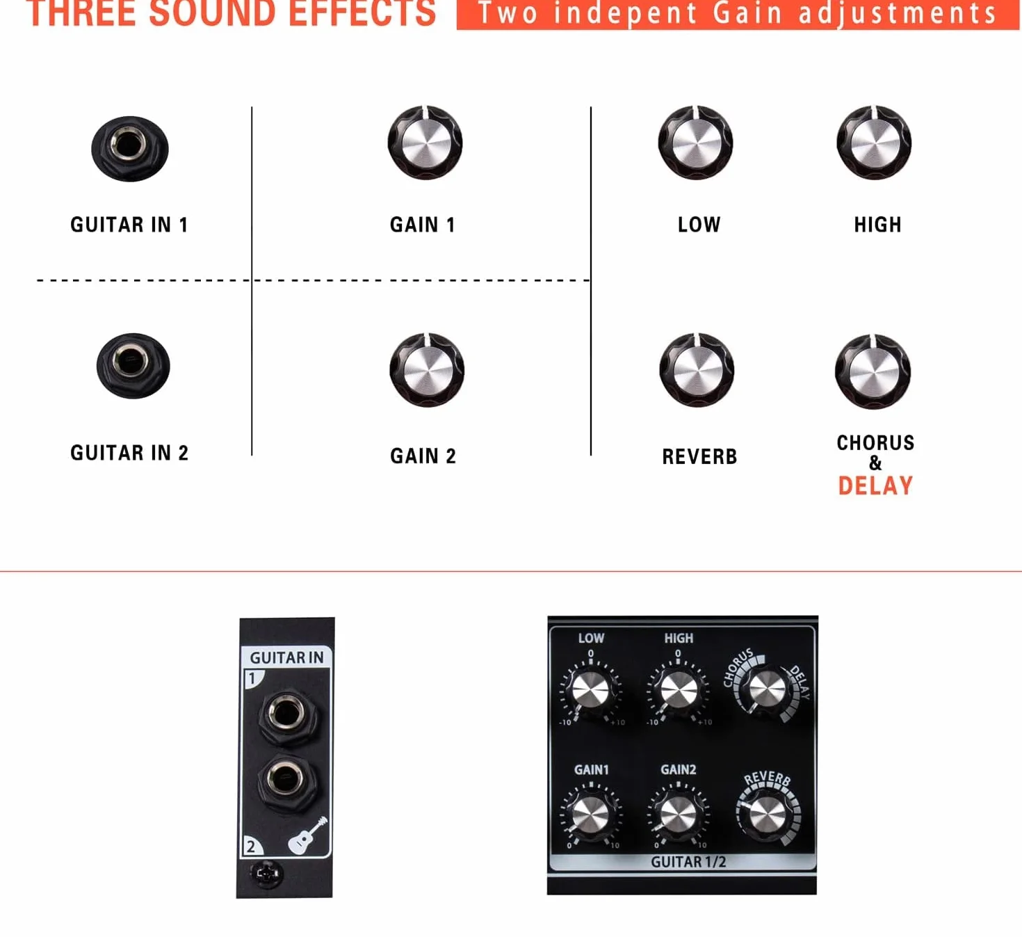 Coolmusic BP60D 60W x 2 głośnik zasilany baterią wzmacniacz gitarowy Bluetooth z efektem opóźnienia chóru pogłosu, 7 wejść
