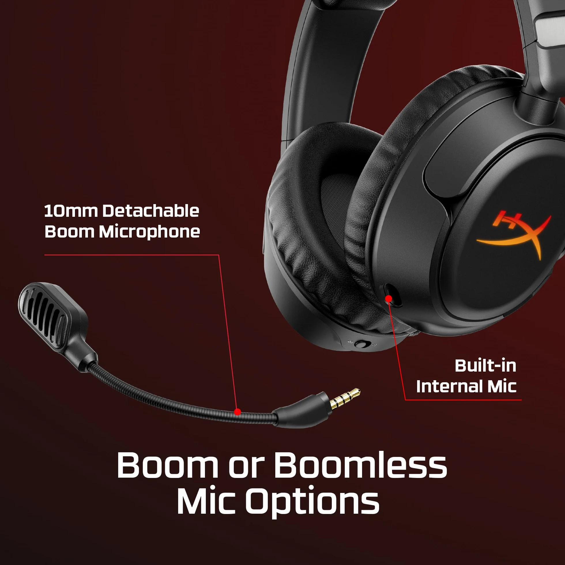 HyperX Cloud Flight 2 bezprzewodowy zestaw słuchawkowy do gier, konfigurowalne światła RGB, bateria 100 godzin, Dual Wireless 2,4 GHz i Bluetooth, Instant Pair, PC/PS/przełącznik/telefon, czarny