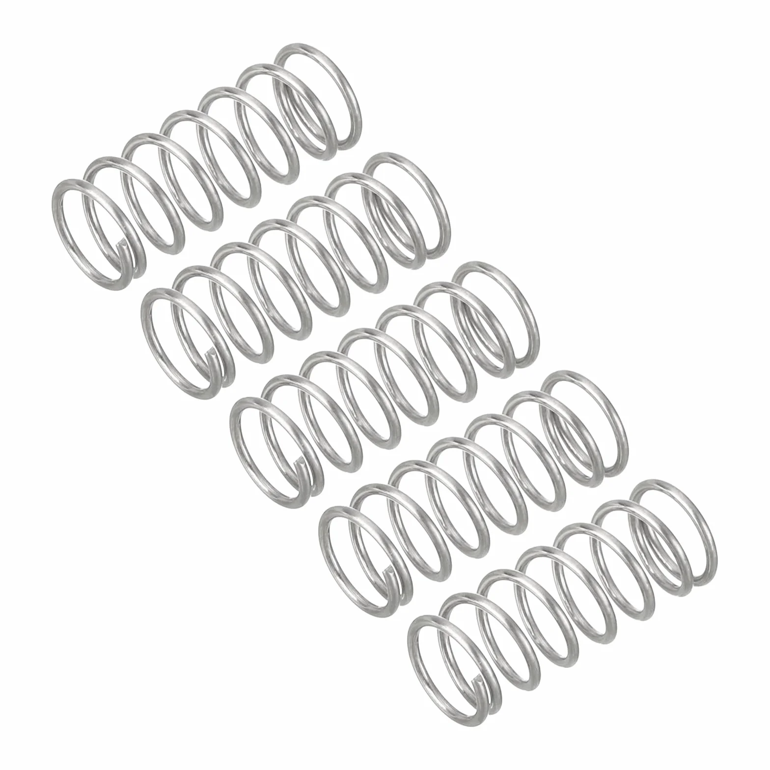 QUARKZMAN 5 sztuk sprężyn naciskowych, 0,6 x 6 x 15 mm, sprężyny naciskowe, sprężyna naciągowa, sprężyna spiralna, sprężyna spiralna, sprężyna stalowa 304, kolor srebrny
