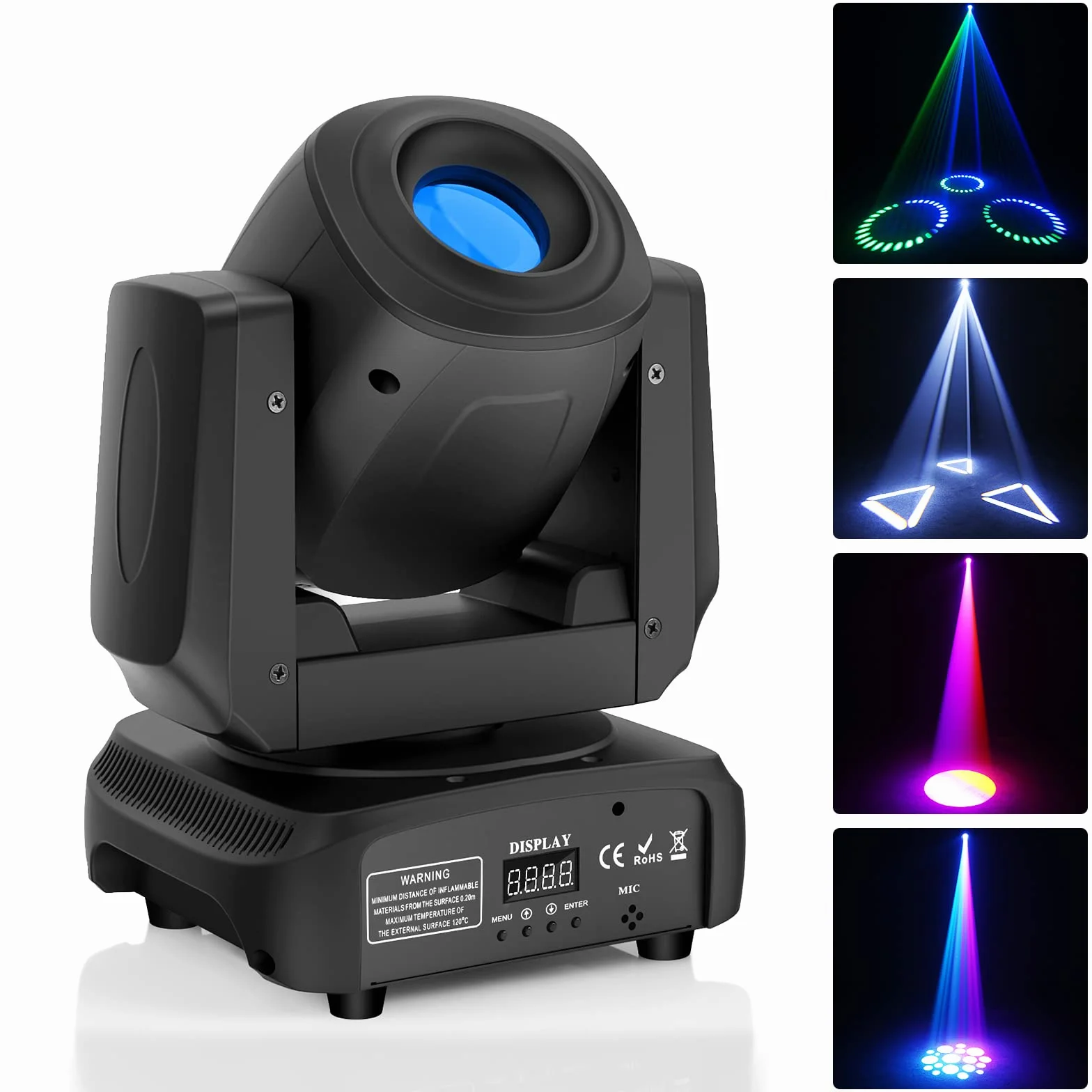 UKing 100 W Moving Heads reflektor LED DMX 512 RGBW efekt świetlny z efektem pryzmatycznym, 8 kolorów i 8 gobo, idealny dla DJ, dyskoteki, na imprezę, oświetlenie sceniczne