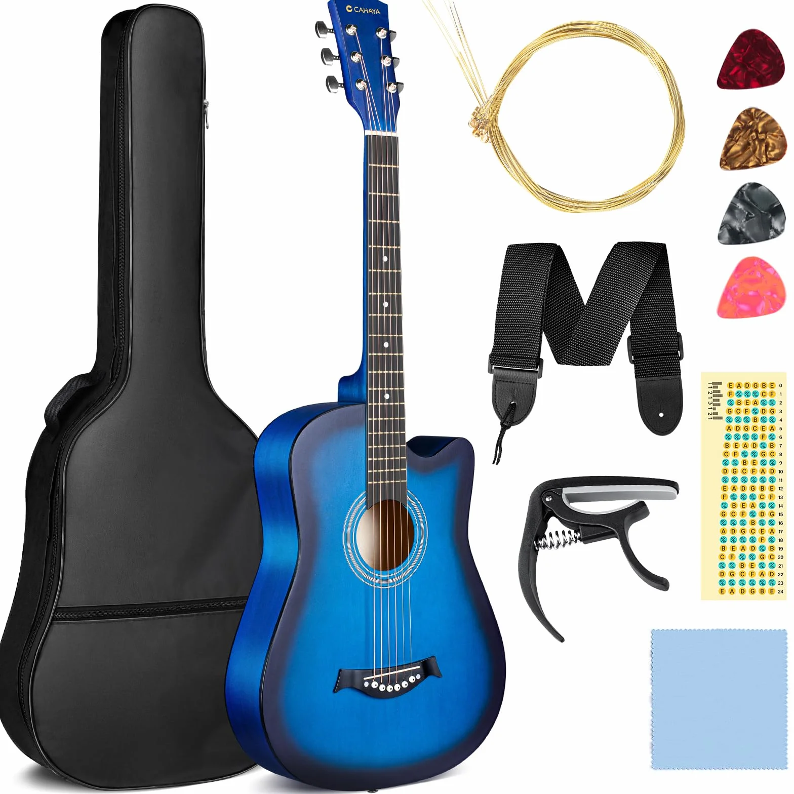 CAHAYA Gitara akustyczna 38 cali zestaw dla początkujących