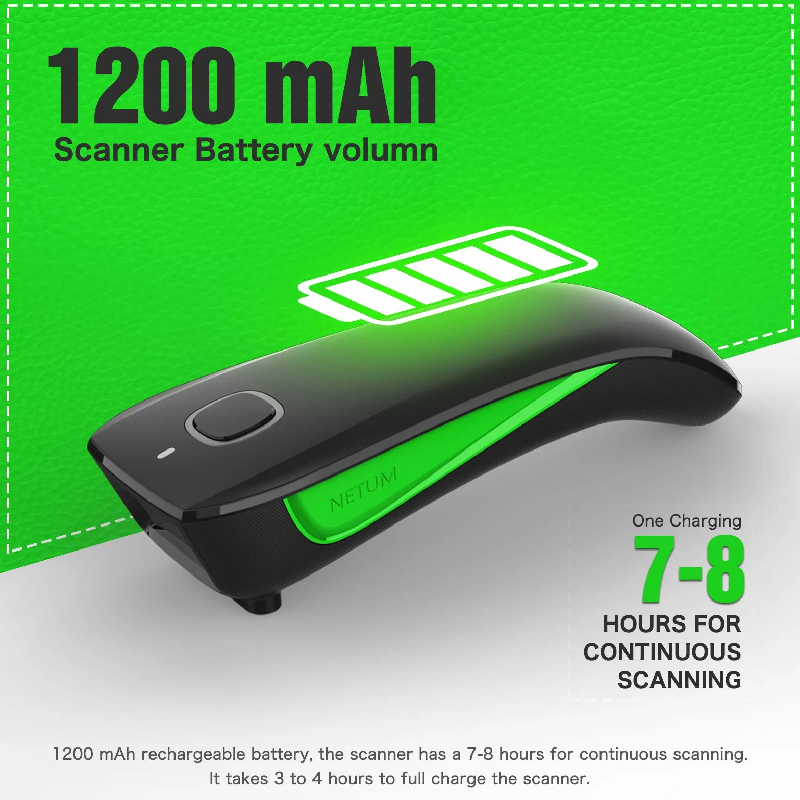 NETUM C740 bezprzewodowy skaner kodów kreskowych kompatybilny z Bluetooth, mała kieszonkowa skaner USB 1D do zapasów, czytnik obrazów kodów kreskowych do tabletu iPhone iPad Android iOS PC POS