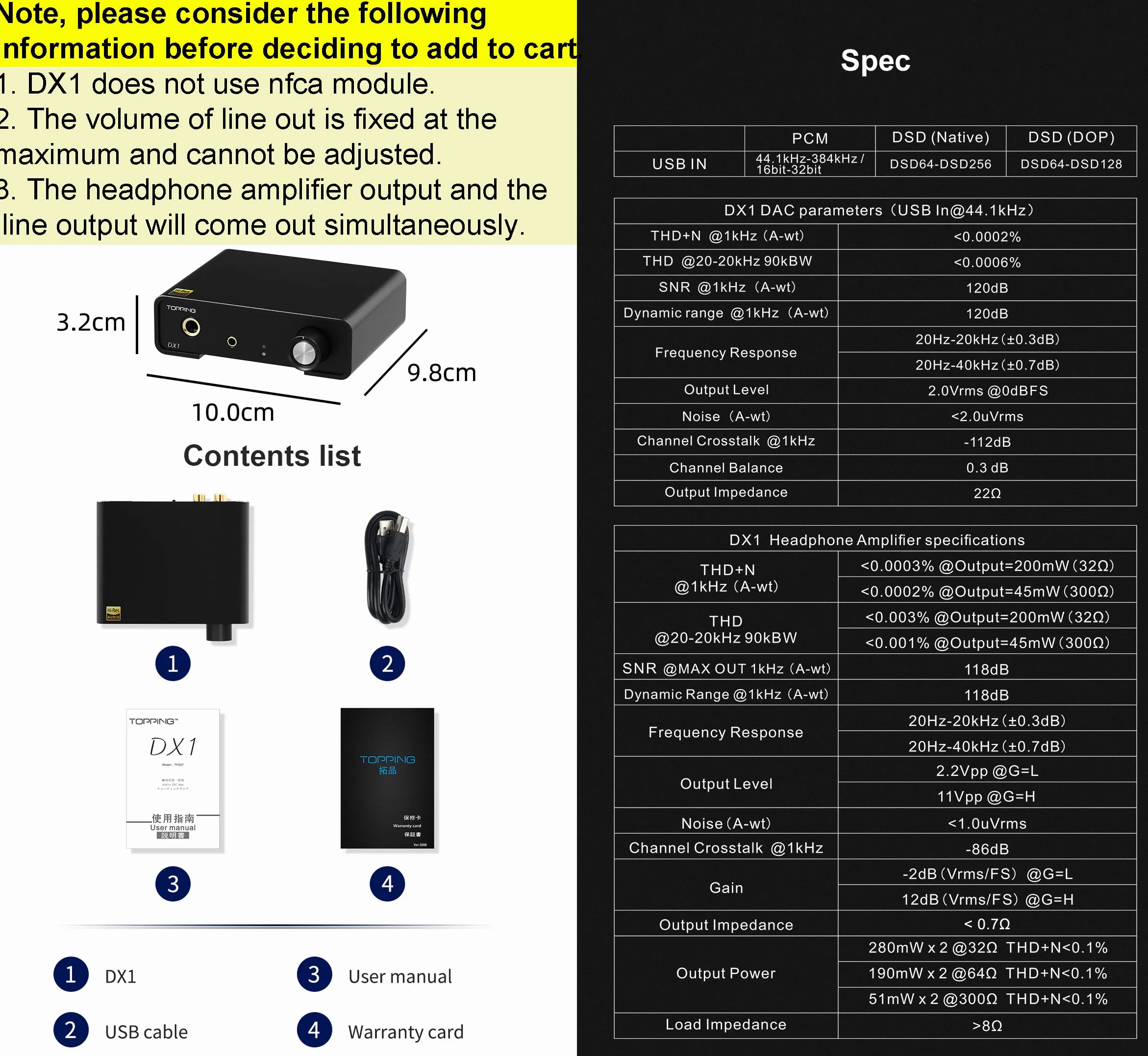 Topping DX1 Mini Stereo DAC wzmacniacz słuchawkowy AK4493S 384kHz/32bit DSD256 280 mW x2 dyskretny wzmacniacz LNRD HiFi z 2 wzmocnieniami Home Audio czarny