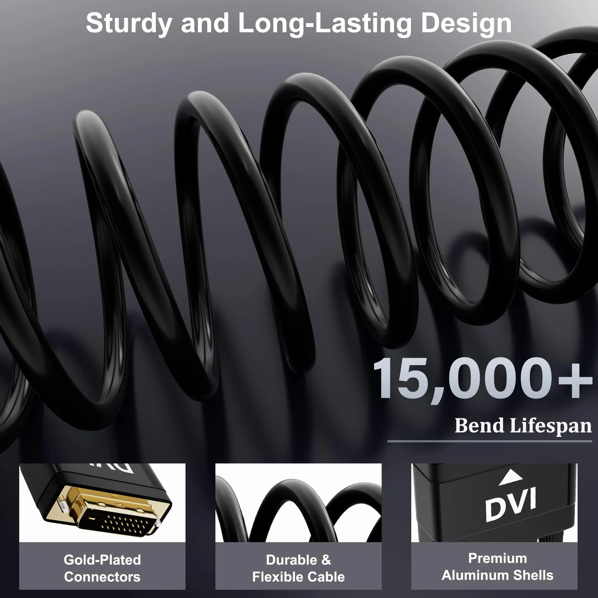Kabel adaptera 4K HDMI na DVI 2 m, Full HD/1080p, dwukierunkowy kabel DVI (24+1) na HDMI, pozłacana wtyczka, kompatybilny z projektorem, laptopem, telewizorem, PC, odtwarzaczem DVD, z 5