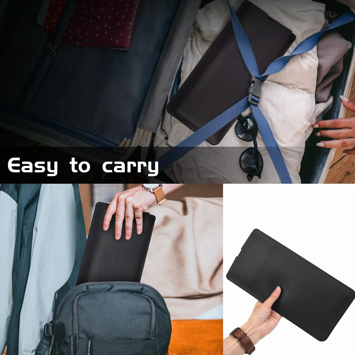 CaseBuy Etui na klawiaturę ze skóry PU Magic Keyboard Case Sleeve do Apple iMac M1 Chip Magiczna klawiatura z wyjściem Touch ID Model A2449 A2450 A1644, magiczna osłona klawiatury pokrowiec ochronny - czarny