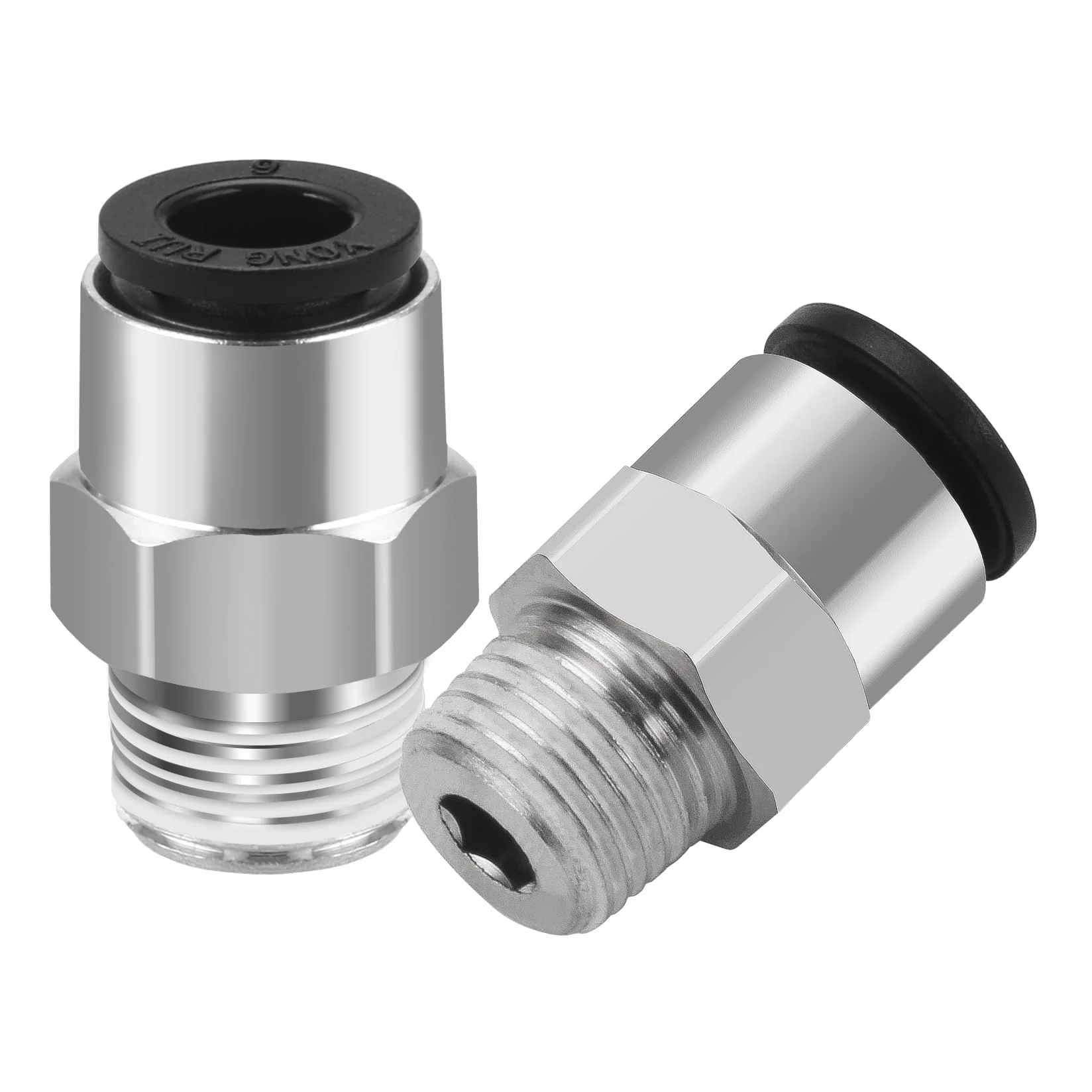 Heschen Szybkie połączenia PC6-01 6mm Push In Joint Thread Male 1/8" Quick Fittings Pneumatyczne złącze 10 sztuk