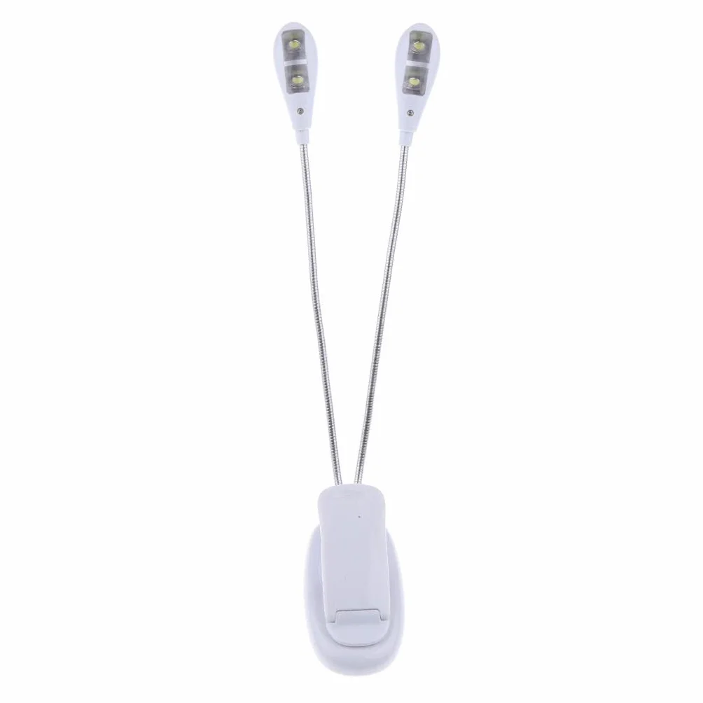 Elastyczny 4 LED 2-ramienny stojak muzyczny nuta oświetlenie lampy 29 cm - biały, jak opisano