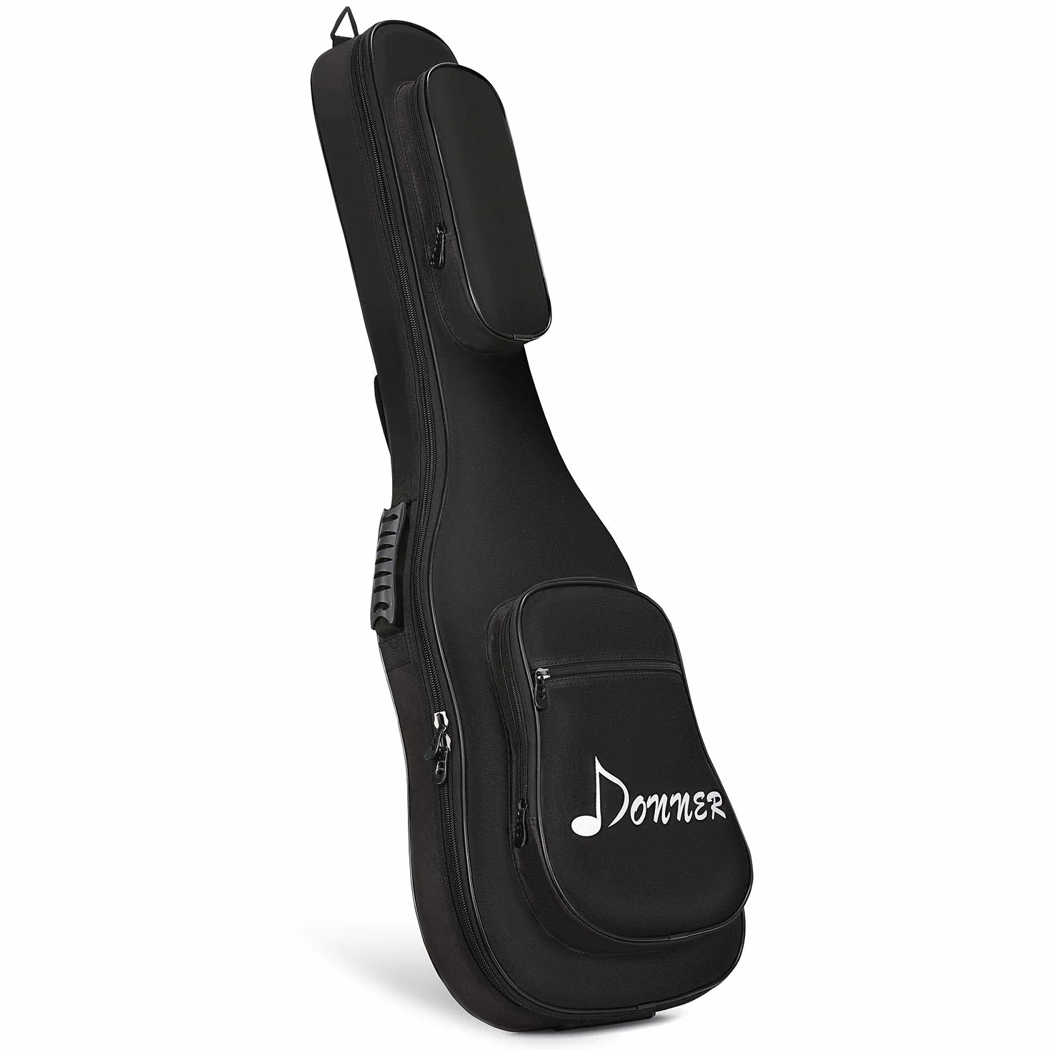 Donner Torba na gitarę elektryczną o grubości 10 mm, miękki, solidny futerał na gitarę z regulowanymi paskami, wodoodporna włóknina, wnętrze, pogrubiona gąbka, dwie kieszenie, czarny