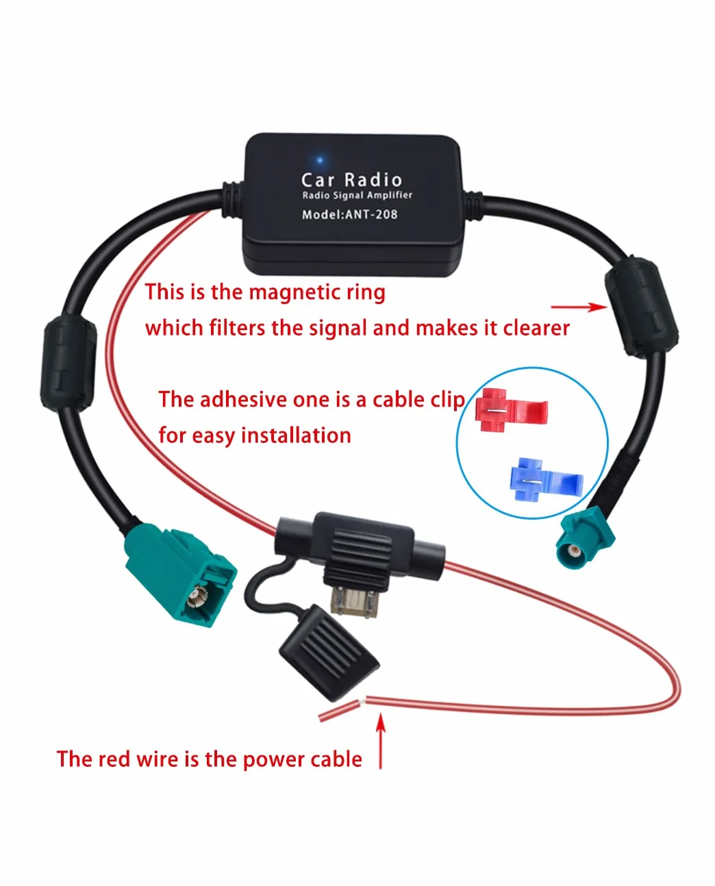 Vecys FM/AM DAB DAB+ Antena Samochodowa Wzmacniacz Sygnału Fakra Z Adapter Męski do żeńskiego 12V Digital Radio Antena Splitter Antena Wzmacniacz dla Audio Stereo Digital Car Radio