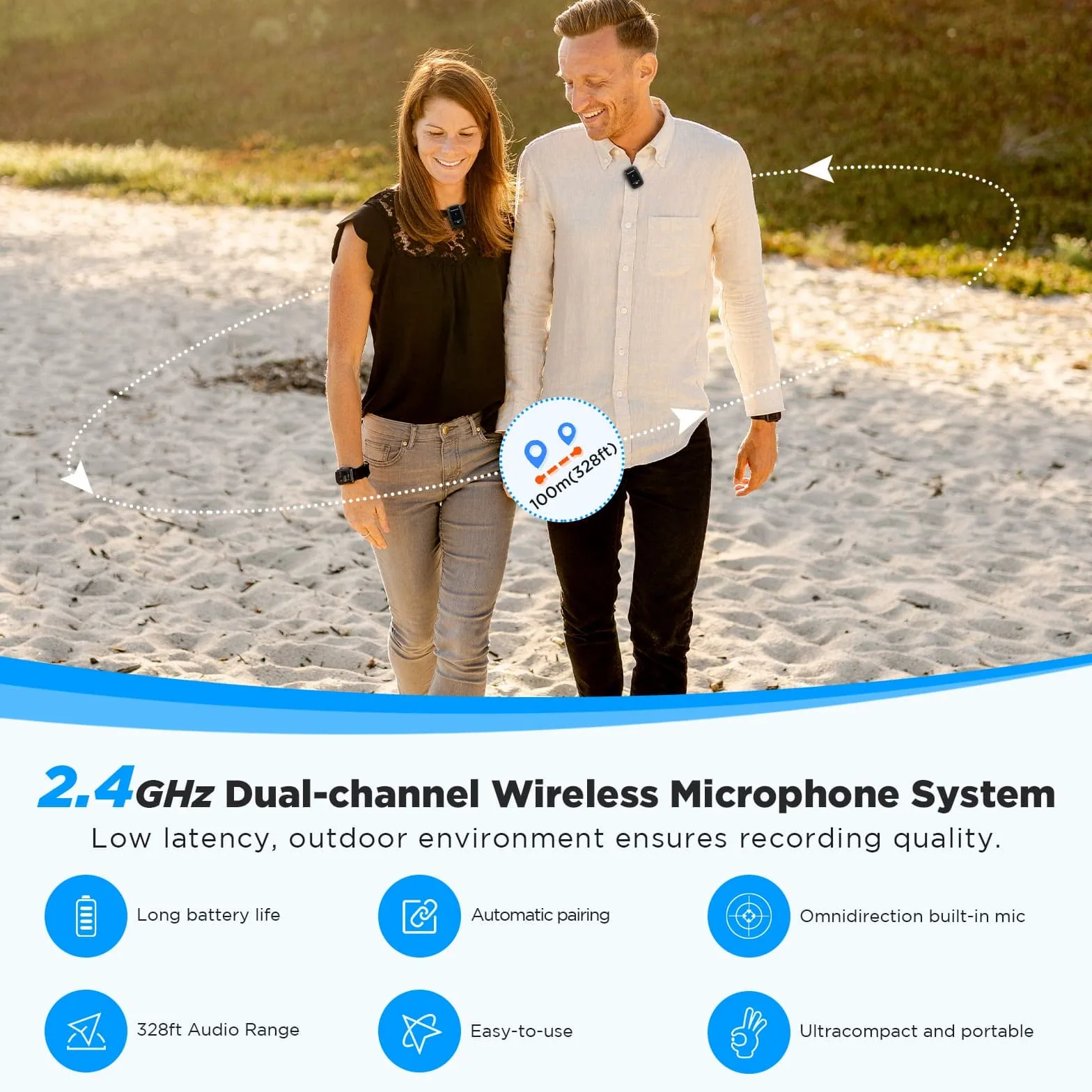 Saramonic Blink500 Prox Q20 bezprzewodowy mikrofon krawatowy, 10-godzinny akumulator, bezprzewodowy mikrofon do aparatu, komputera, iPhone'a, Andrioda, wywiadu nagraniowego, vlogów