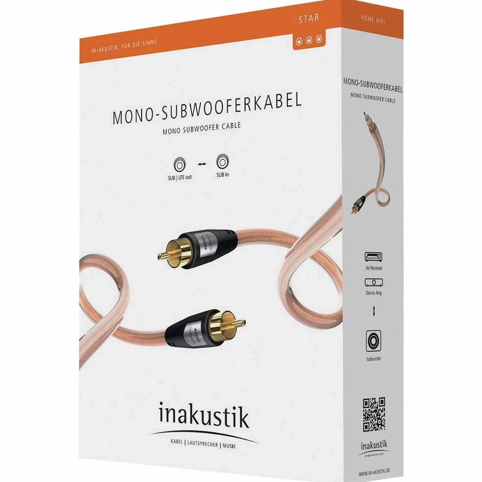 inakustik – 003082751 – Star mono kabel subwoofera | wysokiej jakości kabel do subwoofera o średnicy kabla 6,0 mm | 7,5 m w kolorze przezroczystym | gęsta plecionka ekranująca chroniąca przed