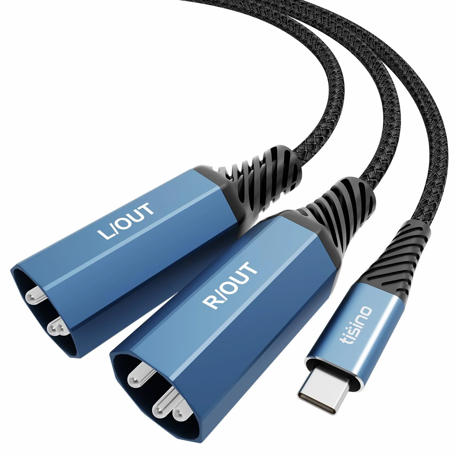 Tisino Kabel USB C na Dual XLR Male Audio, kabel XLR do USB C Stereo Power Amplifier do podłączenia telefonu do aktywnych głośników, miksera (2 m)