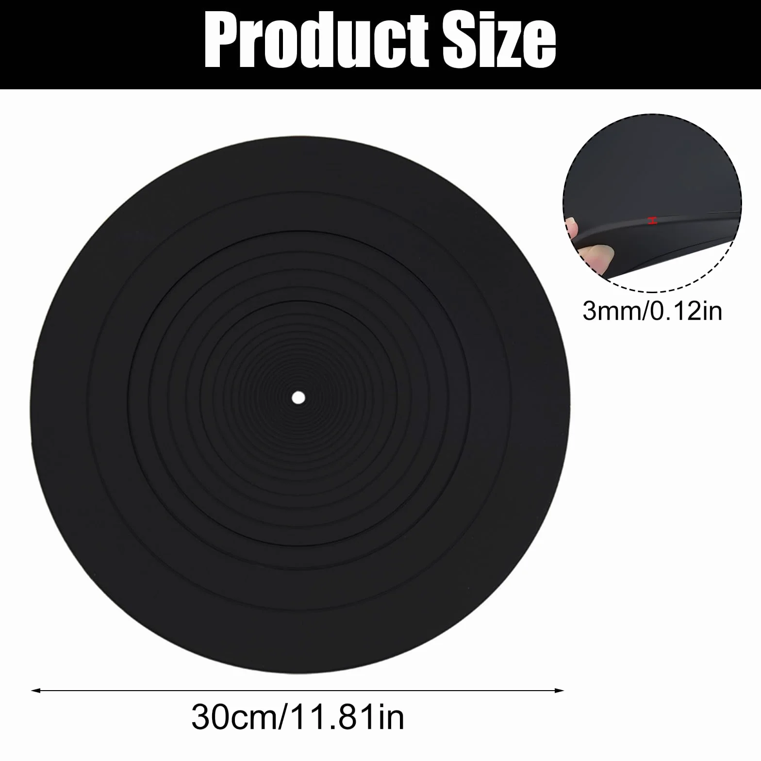 30 cm Silikonowa mata do gramofonu, antystatyczna antypoślizgowa mata na talerze, vintage mata do gramofonu, mata wibracyjna Turntable Mat, Slipmat do wszystkich gramofonów winylowych LP
