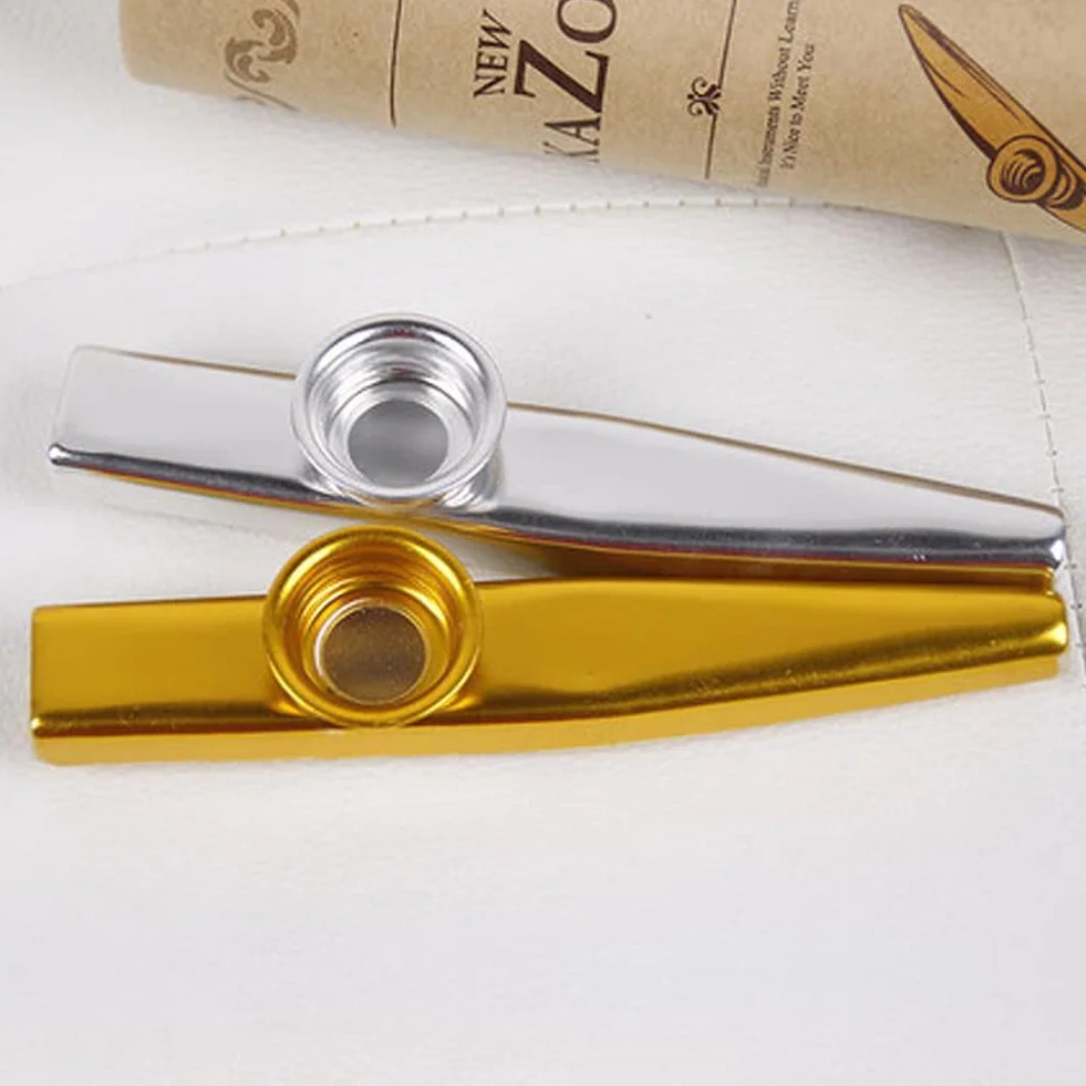 Kazoo metalowe, instrument Kazoo, Cazou, Kasoo, Kazoo dla dzieci, Kasouza, Kazu, złoto + srebro, instrument Kazoo z stopu aluminium, Kazoo dla dzieci, prezent, towarzyszenie (6 kolorów)