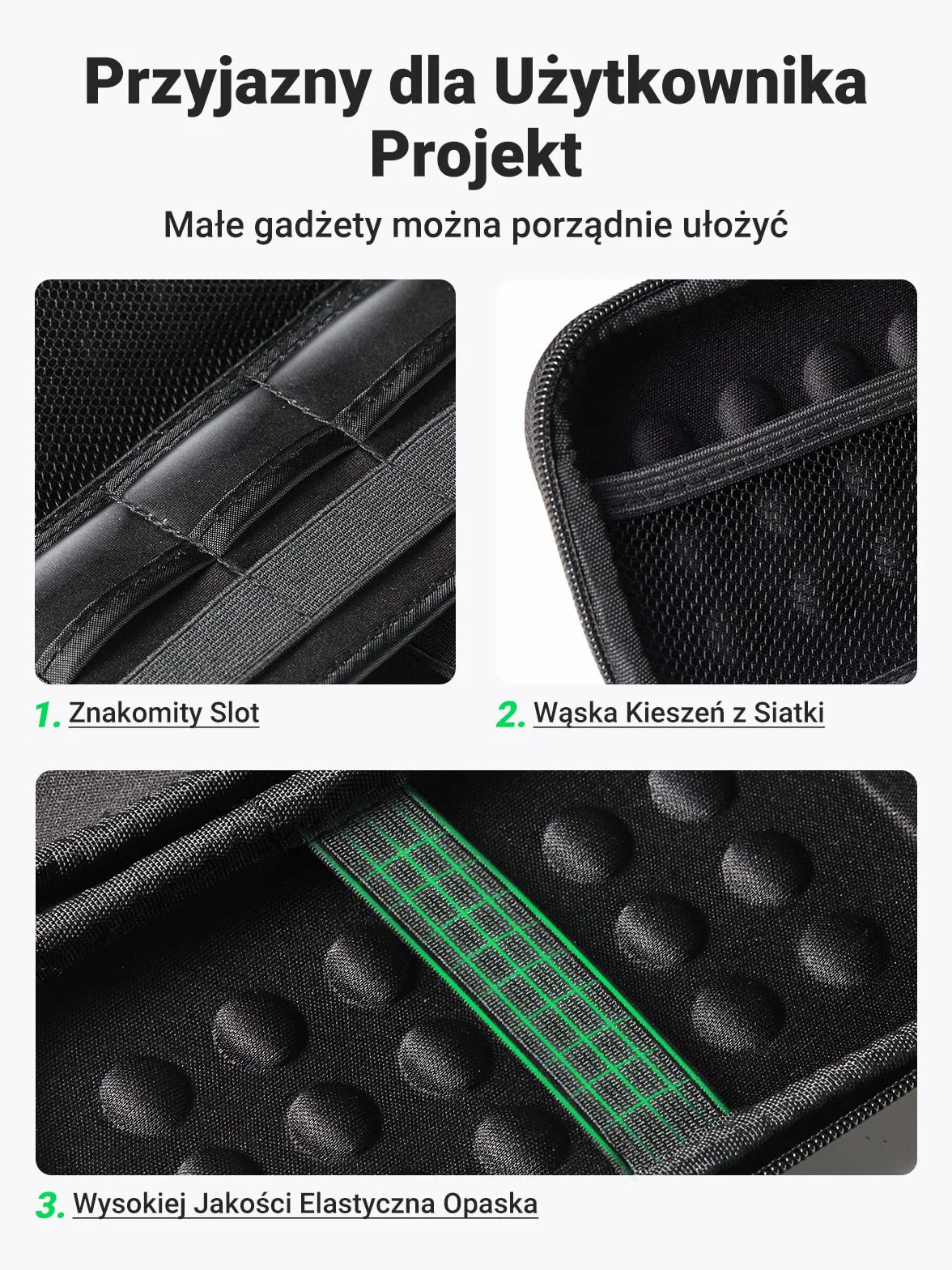 UGREEN 2,5 Calowy Pokrowiec na Zewnętrzny Dysk Twardy Odporny na Wstrząsy Pokrowiec Ochronny Kompatybilny z WD, Toshiba, Canvio, Seagate, SSD HDD, Kablami, Kartami SD, Dyskami Flash USB