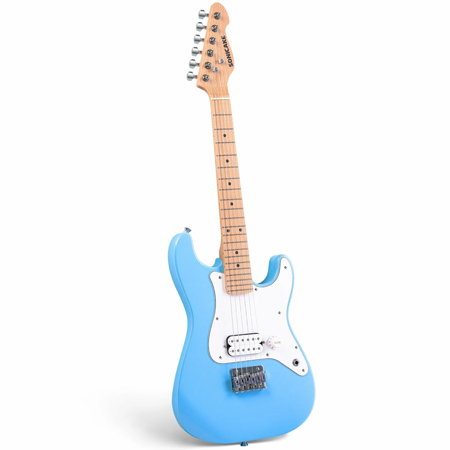 SONICAKE Gitara elektryczna dla Początkujący 30", korpus z litego drewna z przetwornikiem Humbucker, jednoczęściowa drewniana rękojeść i klawiatura, QGT-50 Niebieski