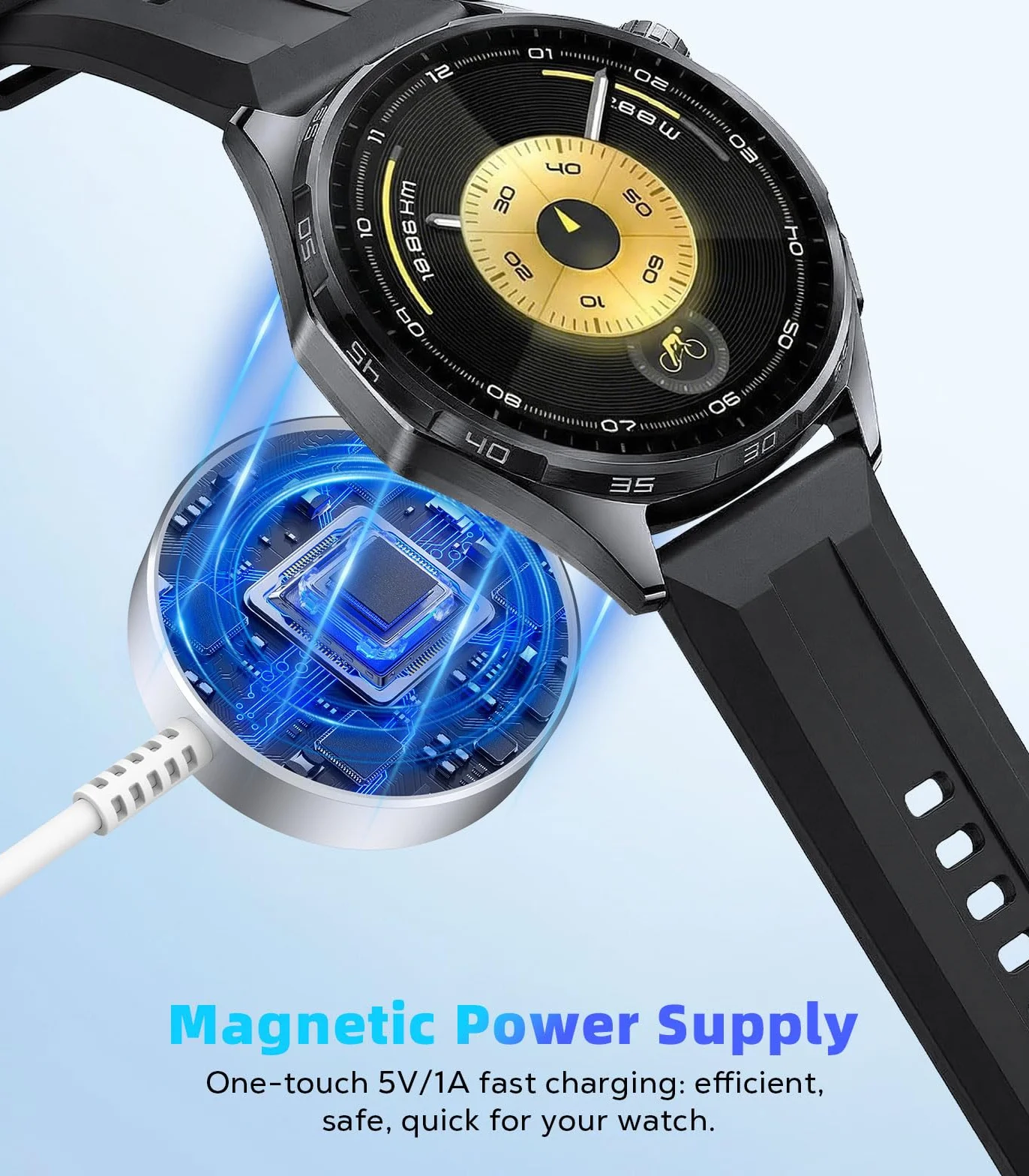 MoKo Magnetic Charger Compatible with Huawei Watch GT6/5/4/3/2 Pro/Watch 5/4/3/Fit 4/Ultimate/D2 - Standard & Pro Models, Aluminum Alloy Charger Dock with a 100 cm Charging Cable, White