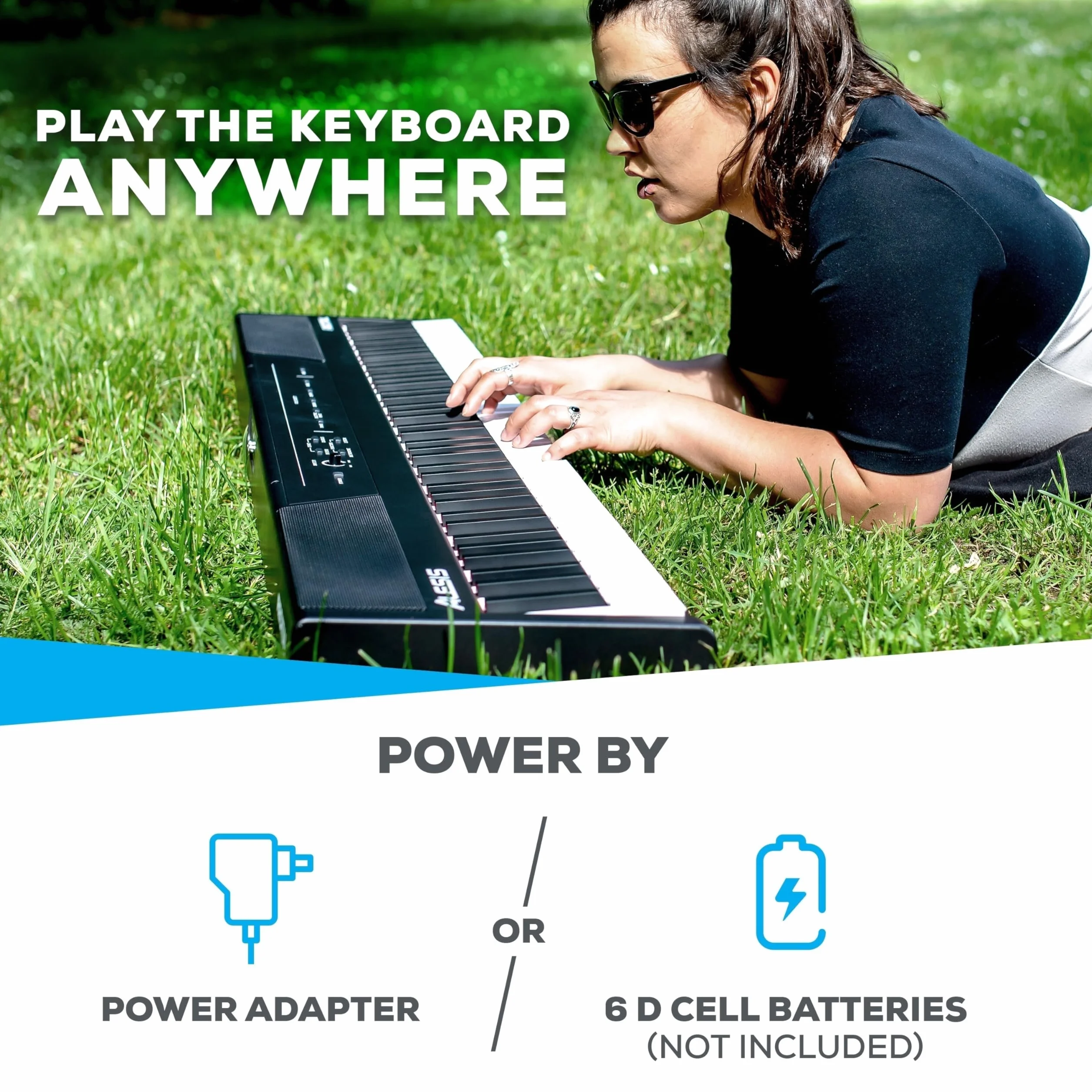 Alesis Recital - 88-Klawiszowe Pianino Elektryczne/Keyboard z Półważoną Klawiaturą, Zasilaczem, Wbudowanymi Głośnikami i 5 Brzmieniami Premium