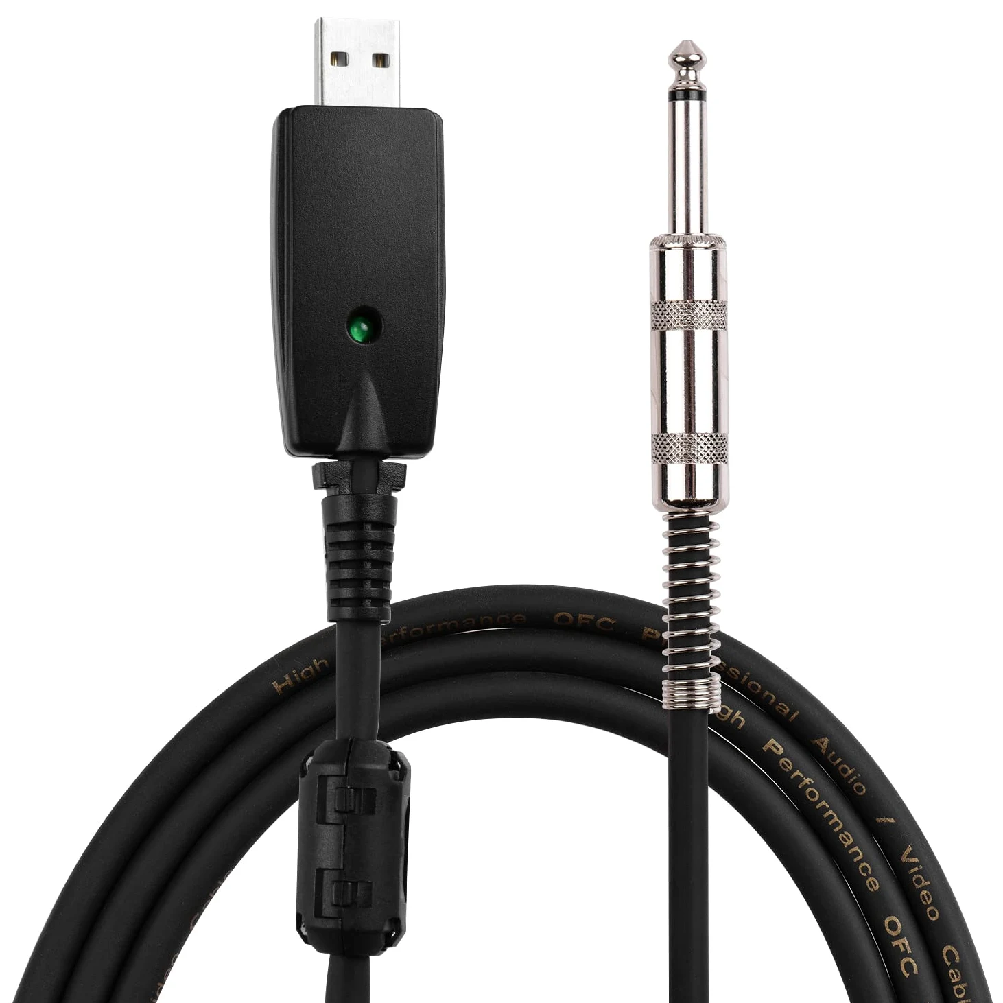 Kabel Rocksmith Real Tone USB typu a męski na 6,35 mm mono Przewód do gitary elektrycznej Profesjonalna gitara do komputera USB Zgodny z systemem operacyjnym Os X 10.9 lub nowszym