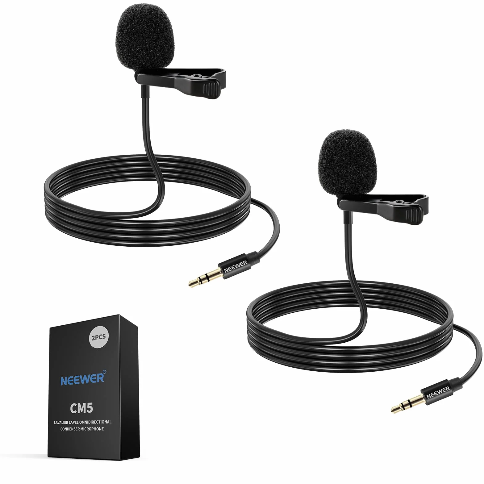Neewer Mikrofon krawatowy z klapą kompatybilny z bezprzewodowym mikrofonem Rode GO II Wireless Pro DJI, 3,5 mm TRS wielokierunkowy pojemnościowy przewodowy klips na mikrofon Lav do transmisji na żywo